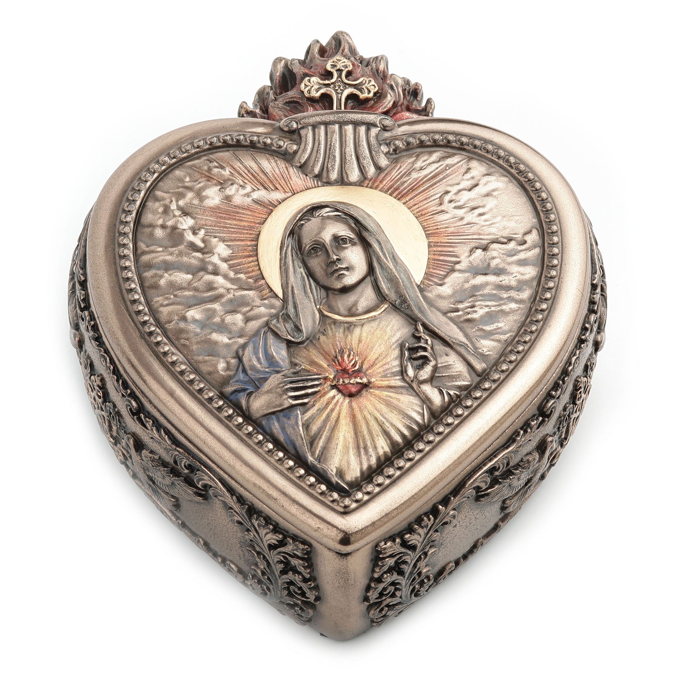Immaculate Heart Of Mary Portrait Heart Shaped Trinket Box