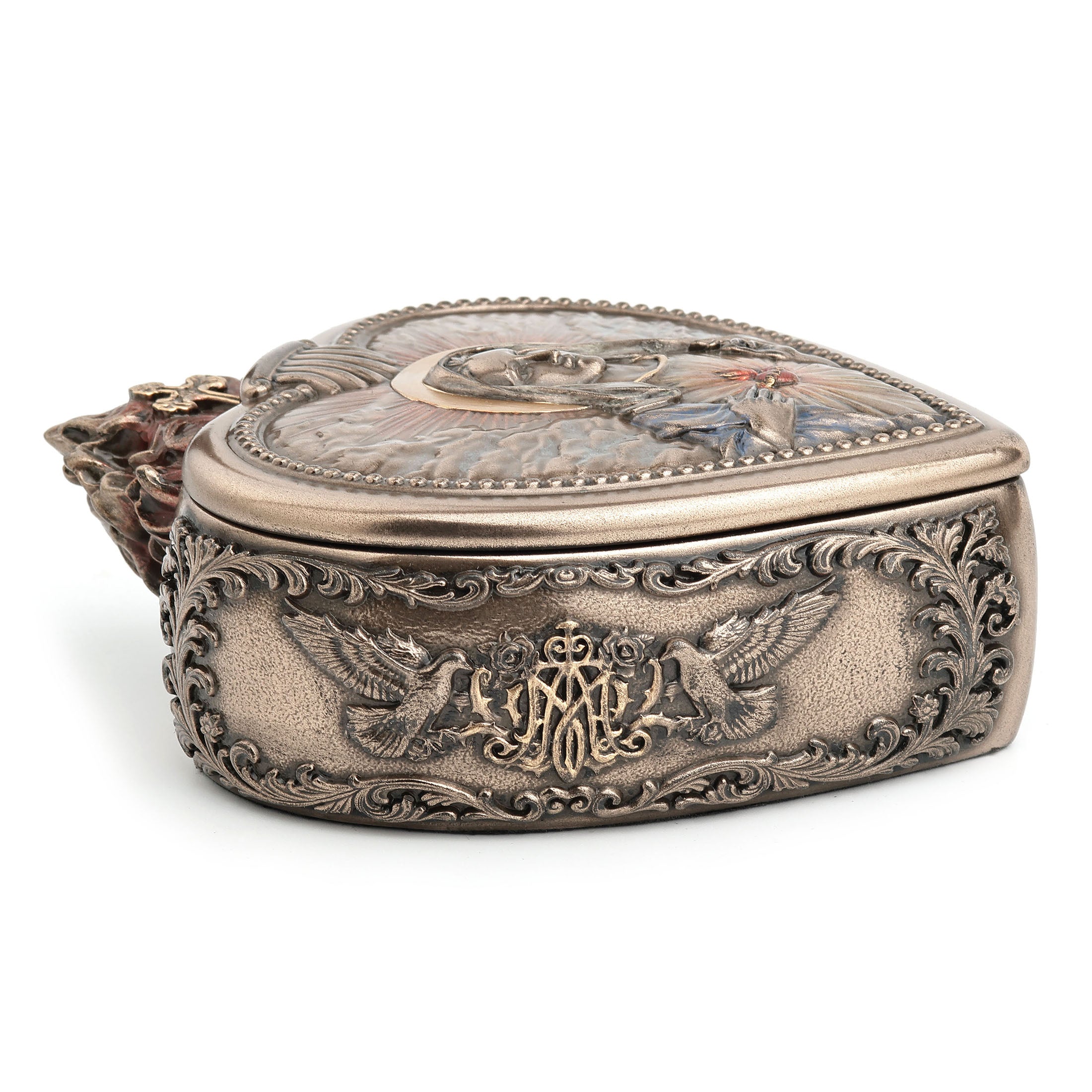 Immaculate Heart Of Mary Portrait Heart Shaped Trinket Box