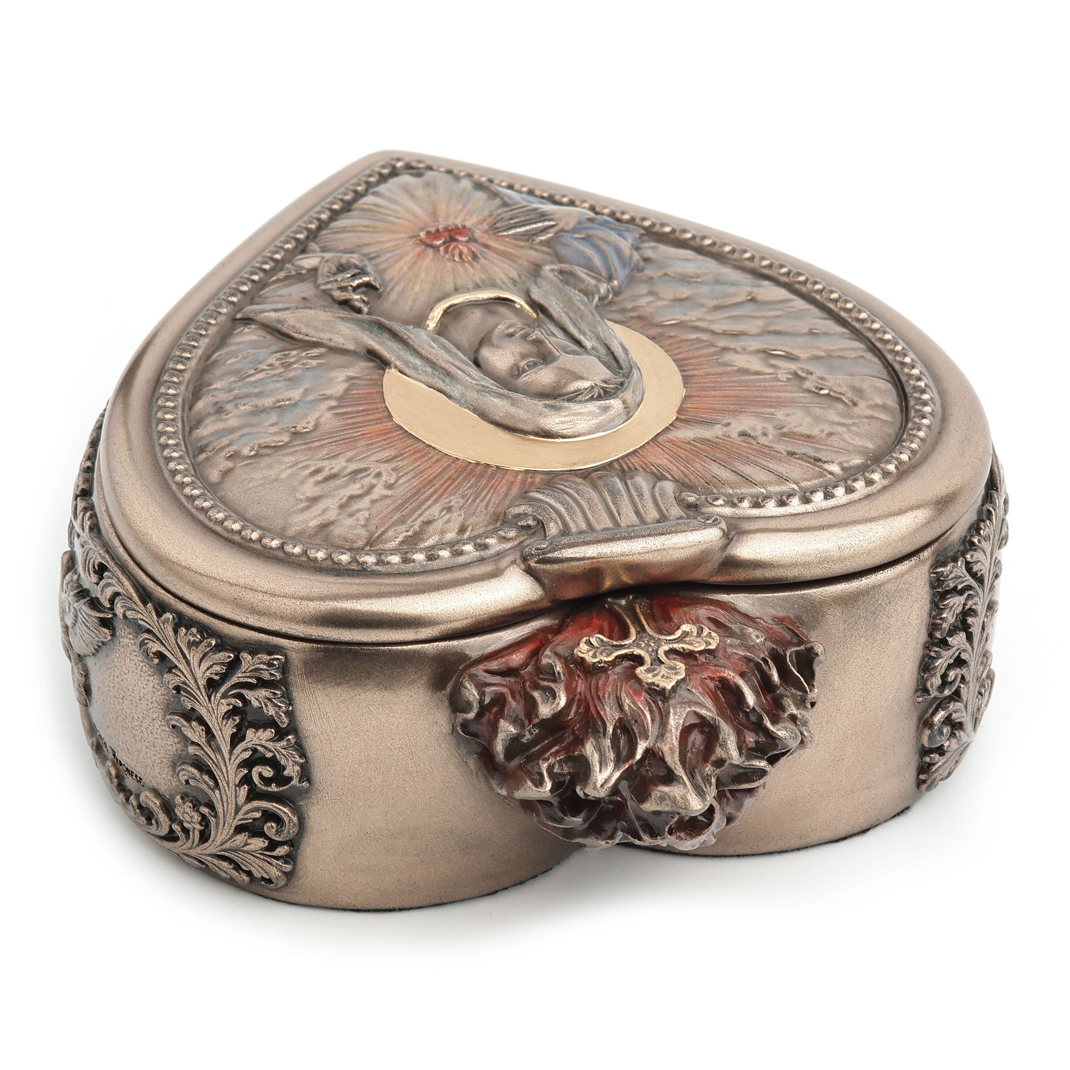 Immaculate Heart Of Mary Portrait Heart Shaped Trinket Box