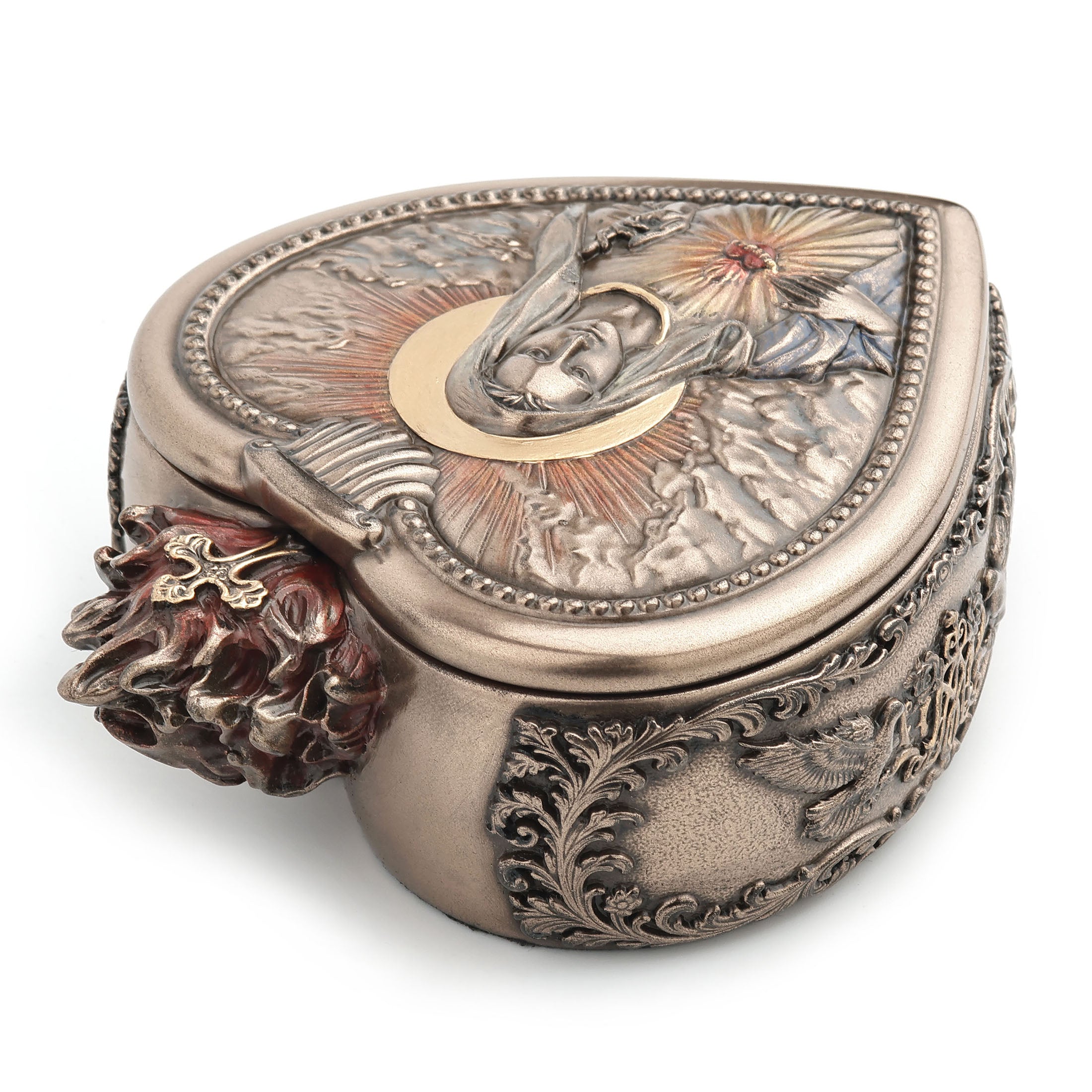 Immaculate Heart Of Mary Portrait Heart Shaped Trinket Box