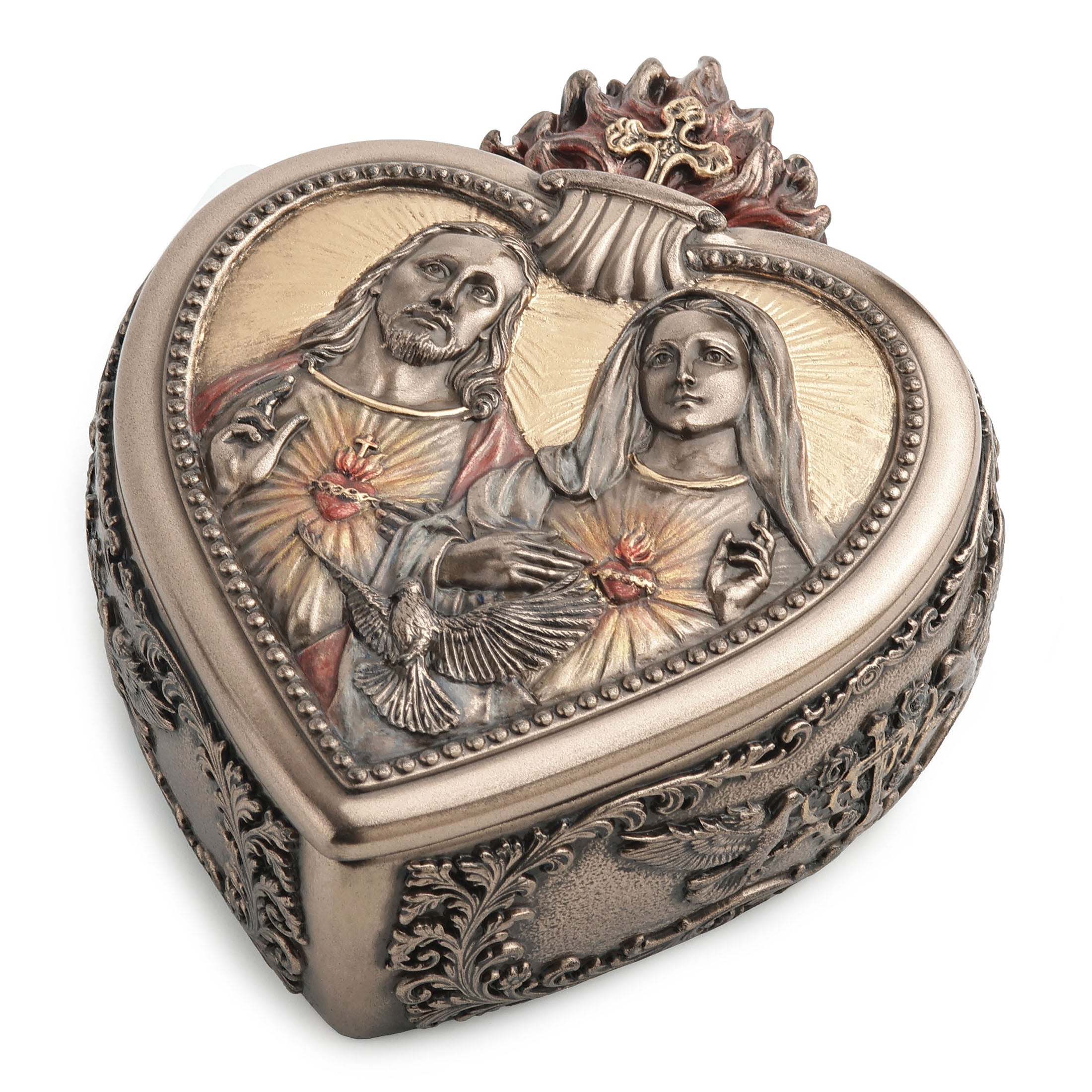 Devotion To The Two Hearts Heart Shaped Trinket Box