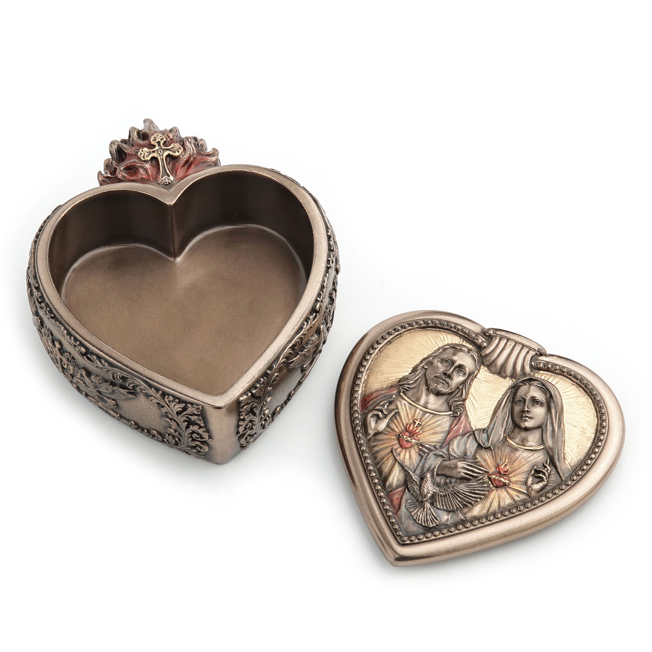 Devotion To The Two Hearts Heart Shaped Trinket Box