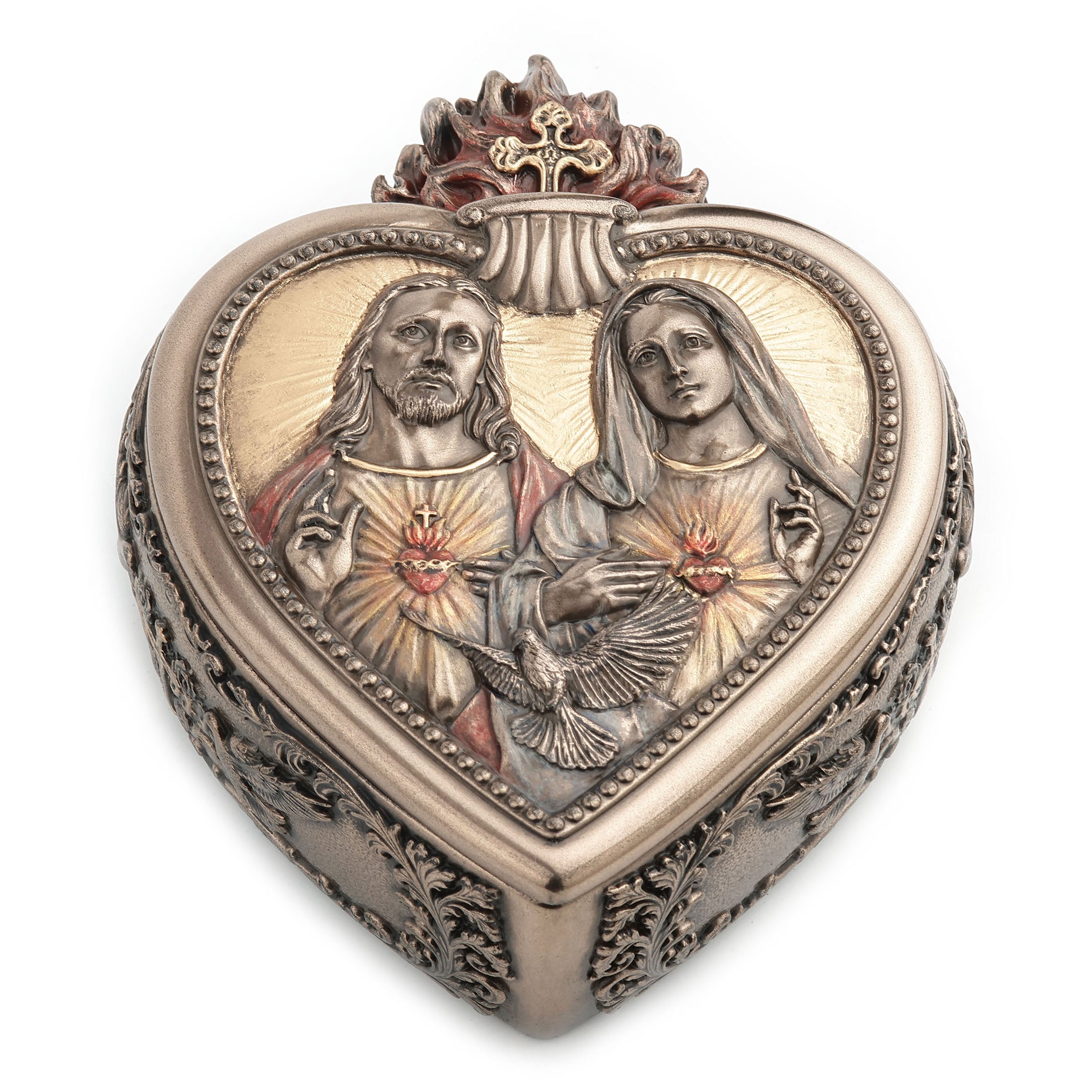 Devotion To The Two Hearts Heart Shaped Trinket Box