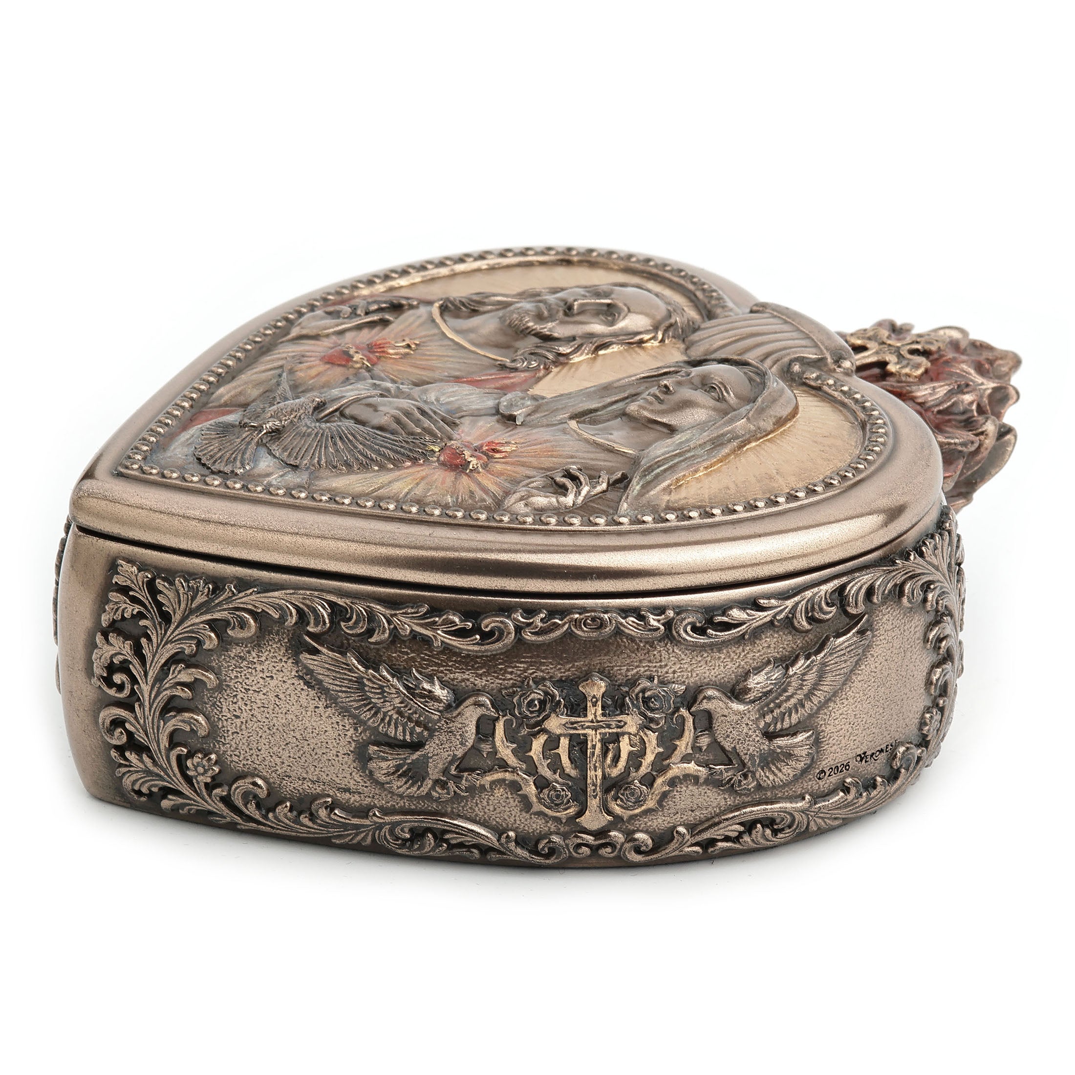 Devotion To The Two Hearts Heart Shaped Trinket Box