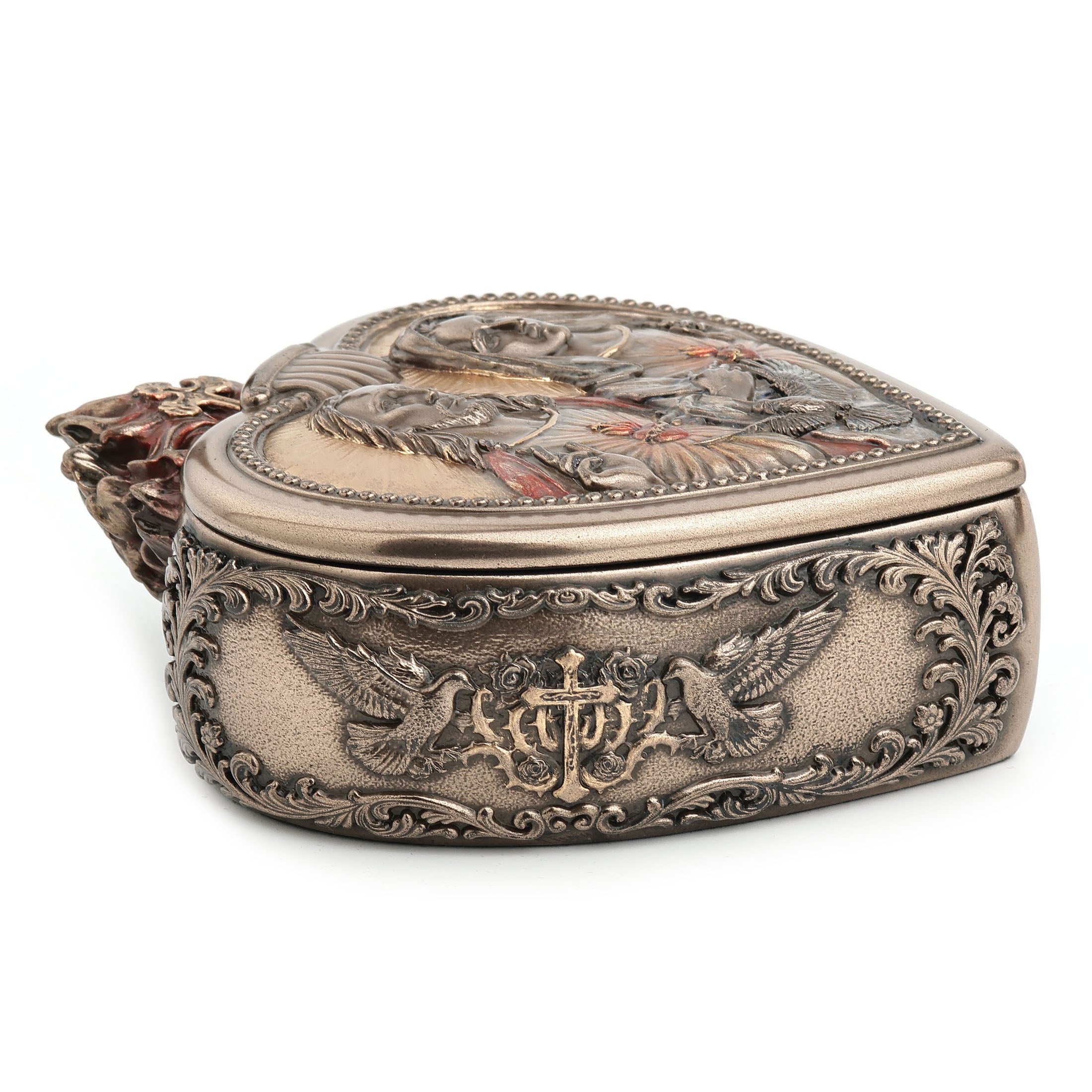Devotion To The Two Hearts Heart Shaped Trinket Box