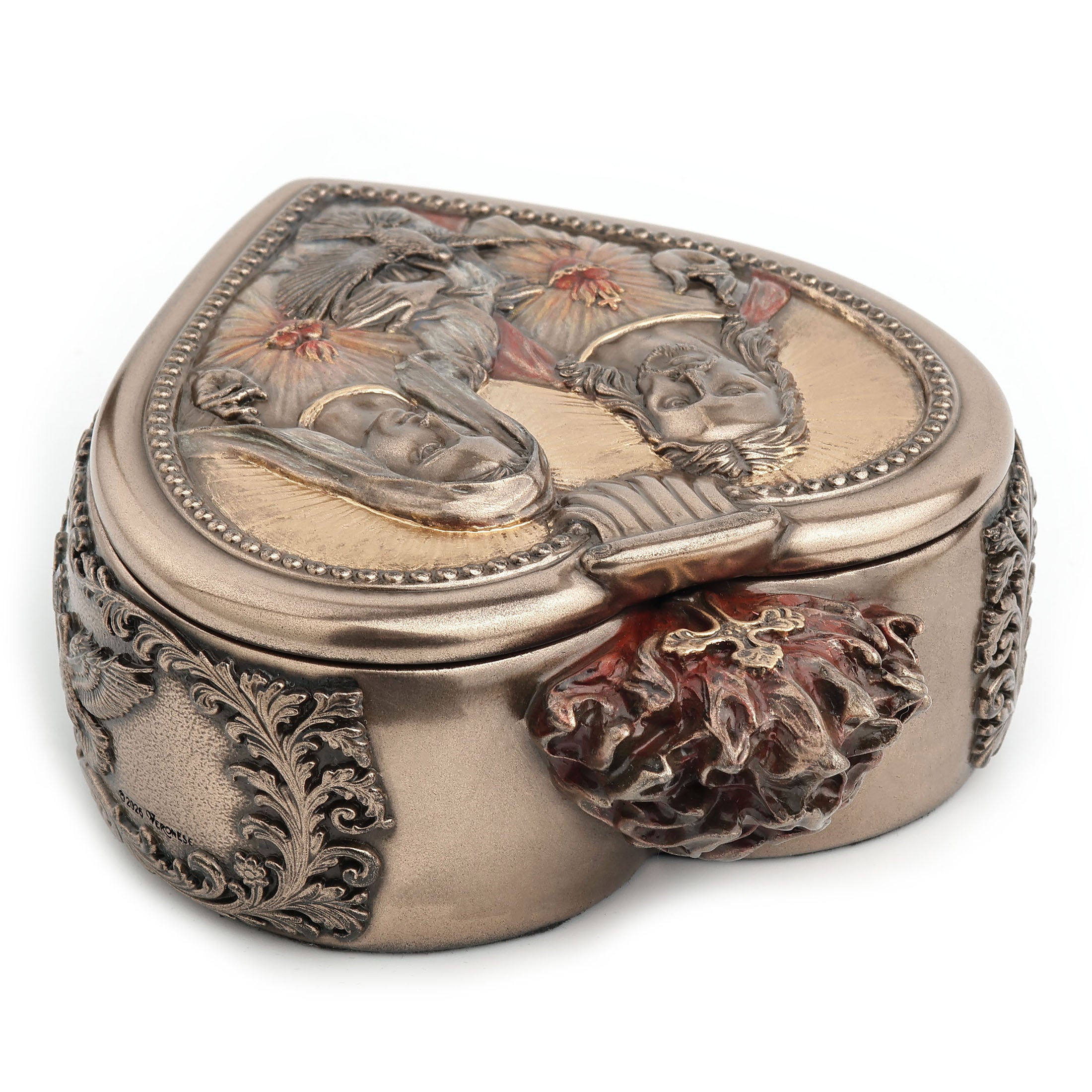 Devotion To The Two Hearts Heart Shaped Trinket Box