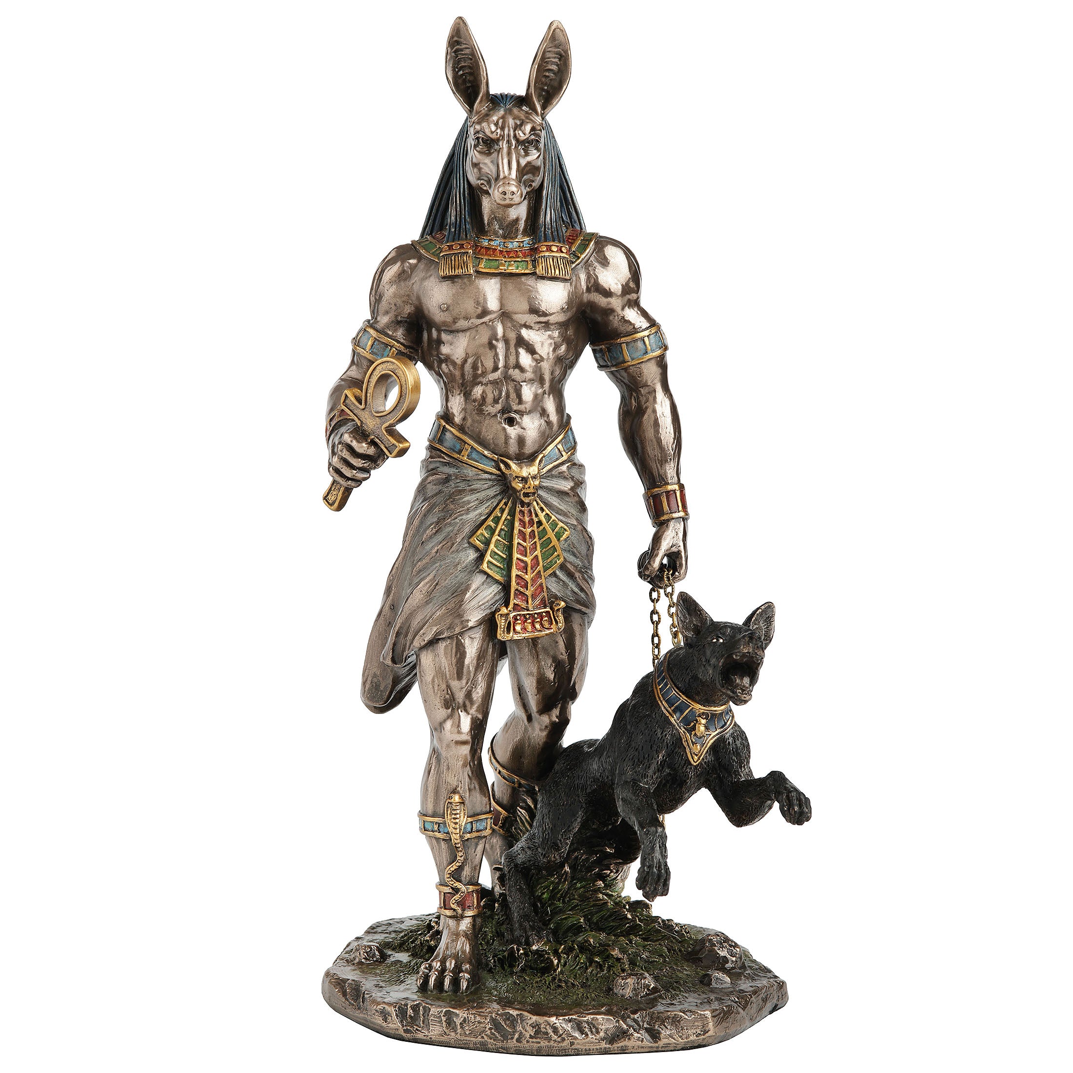 Anubis The Egyptian God Of The Dead Holding Ankh And A Hound