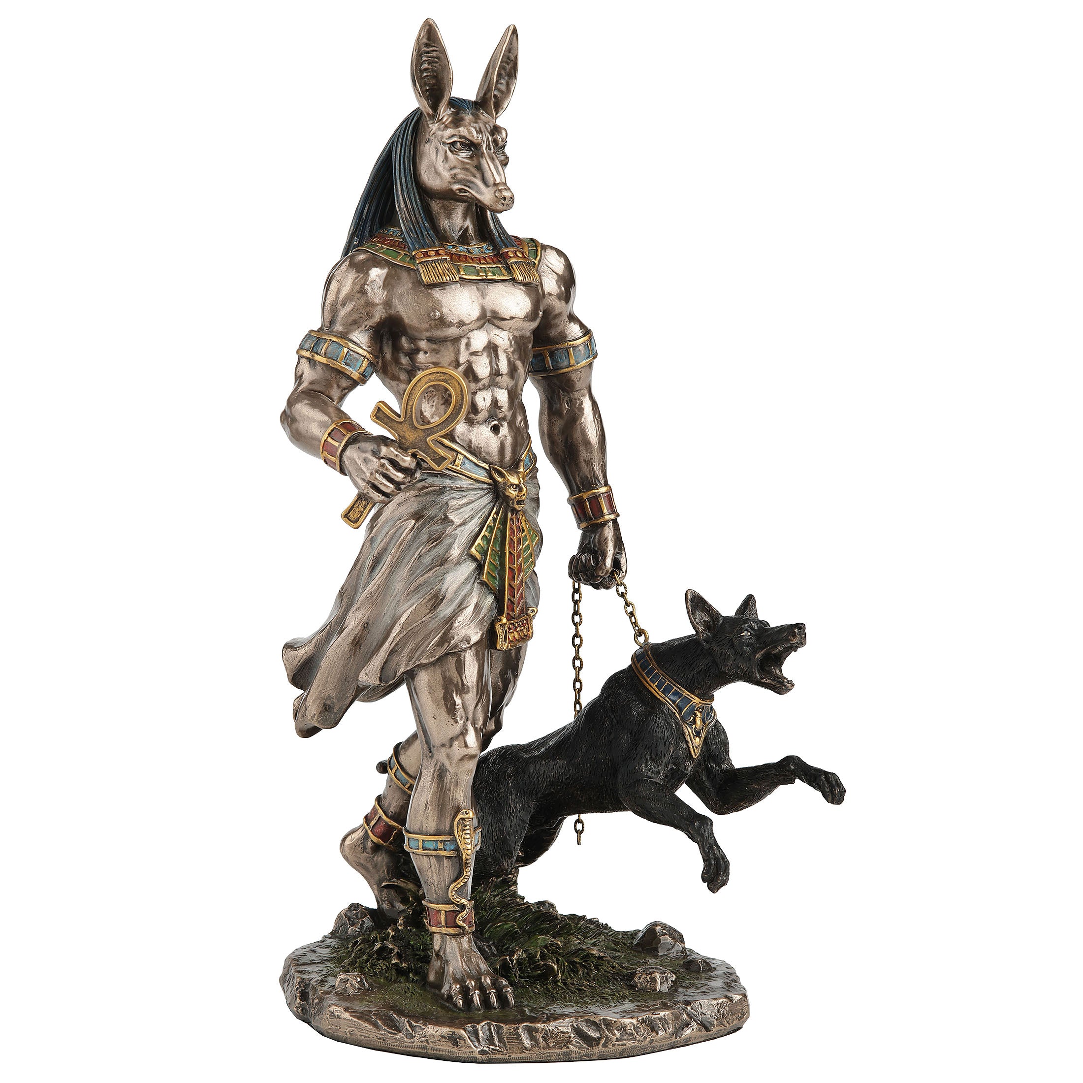Anubis The Egyptian God Of The Dead Holding Ankh And A Hound