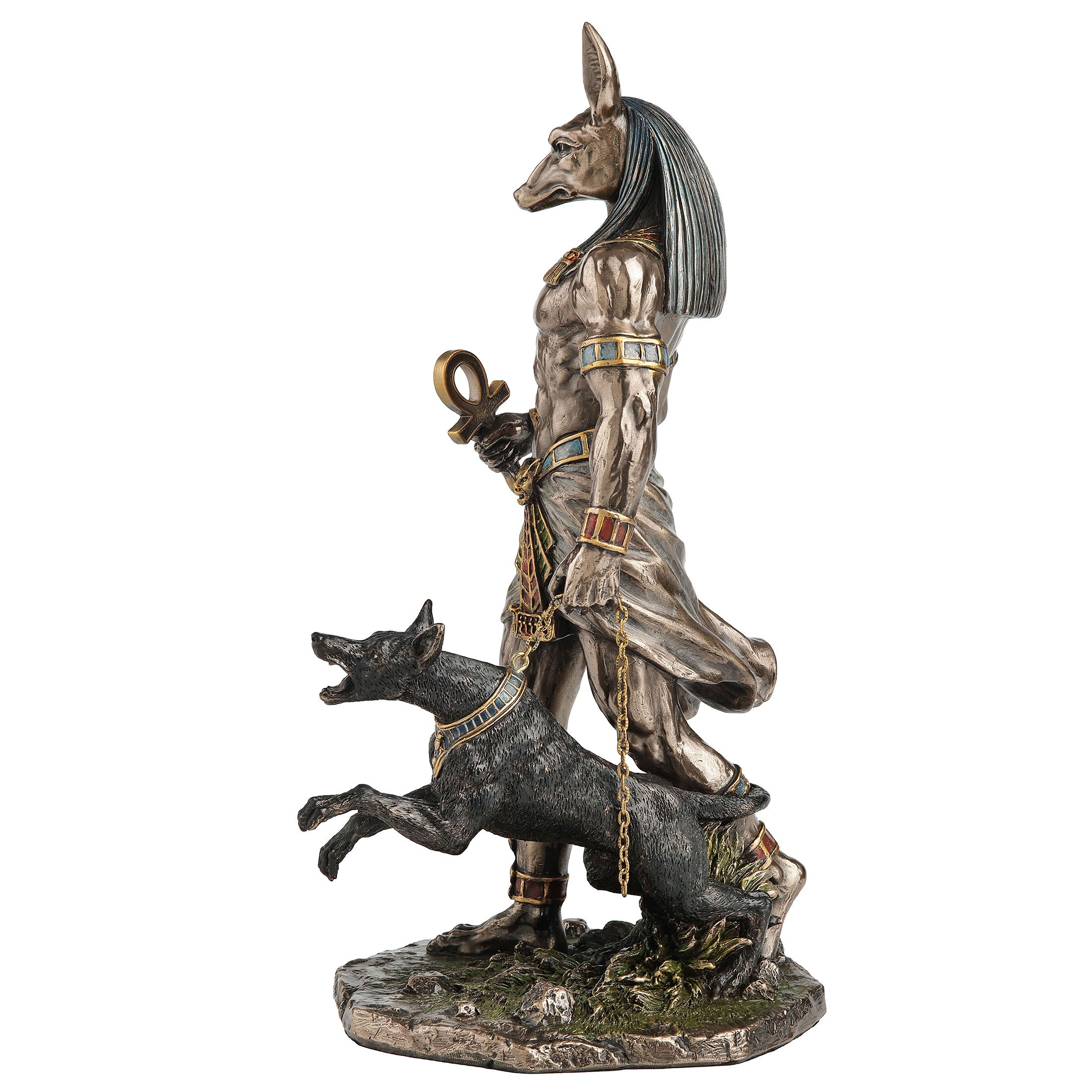 Anubis The Egyptian God Of The Dead Holding Ankh And A Hound