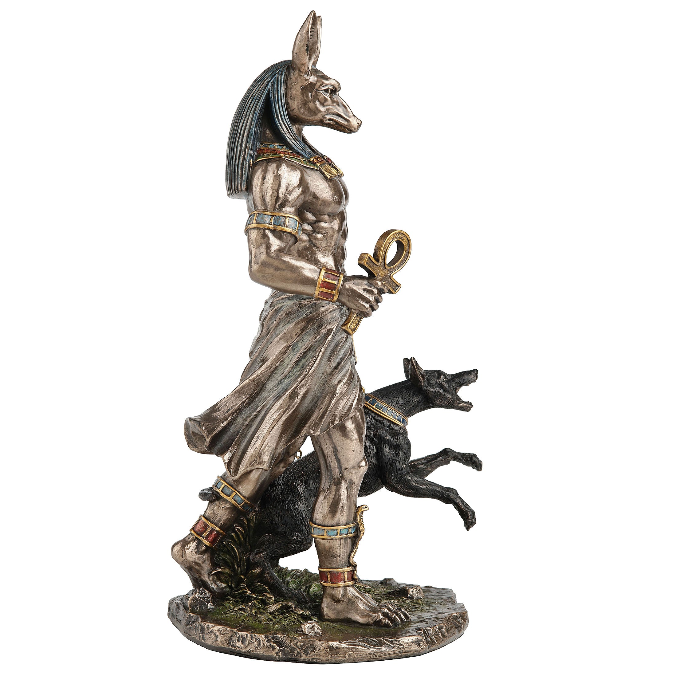 Anubis The Egyptian God Of The Dead Holding Ankh And A Hound