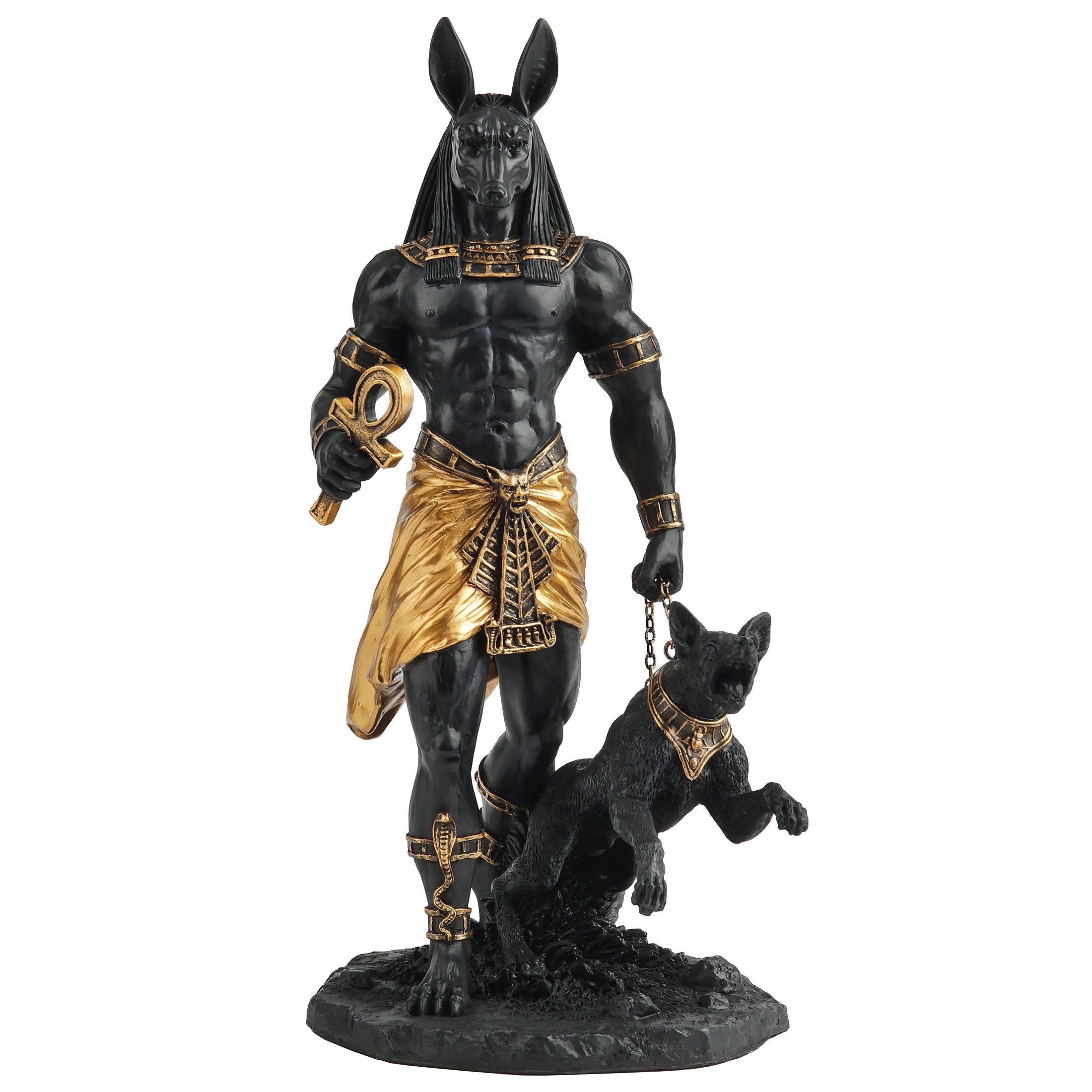 Anubis The Egyptian God Of The Dead Holding Ankh And A Hound