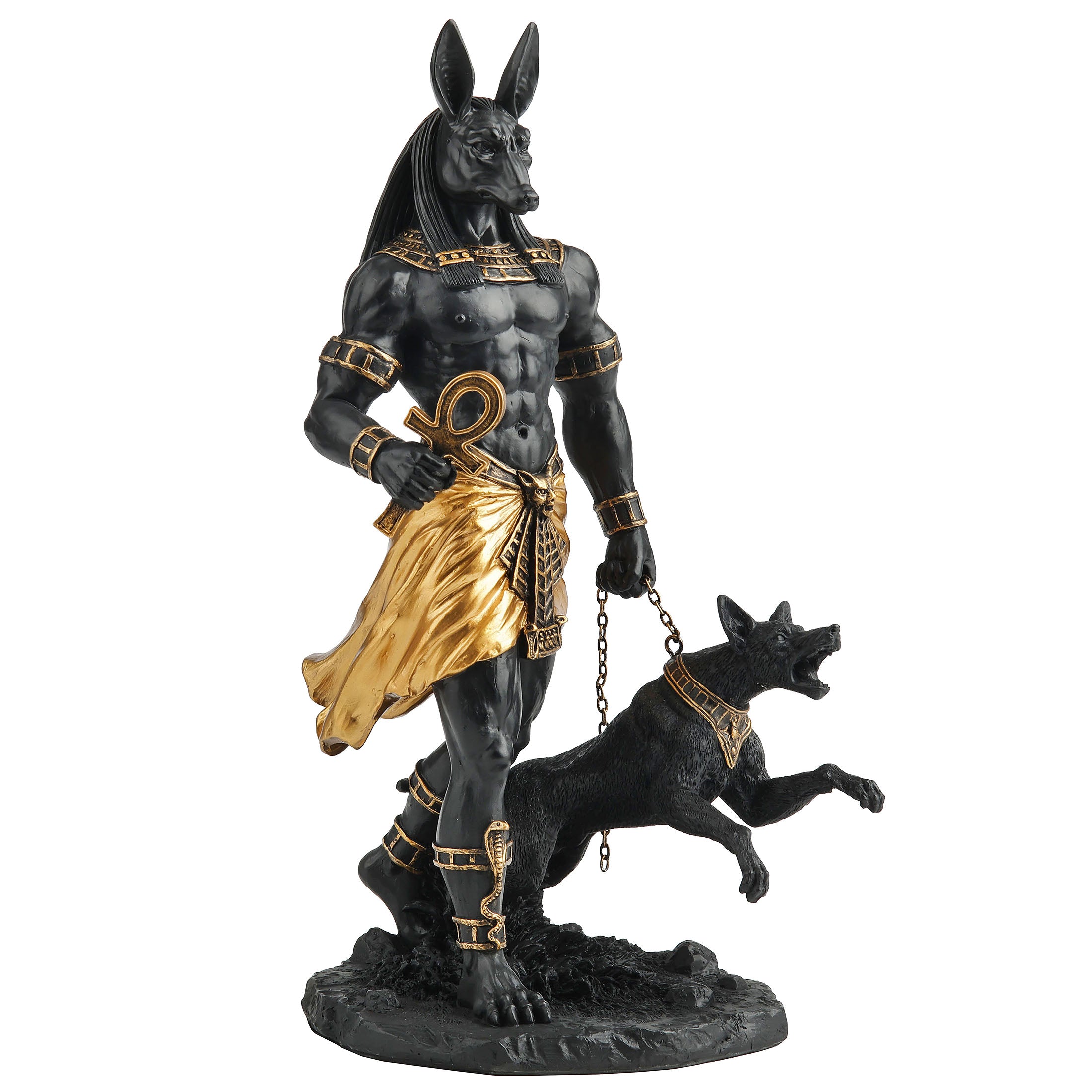 Anubis The Egyptian God Of The Dead Holding Ankh And A Hound