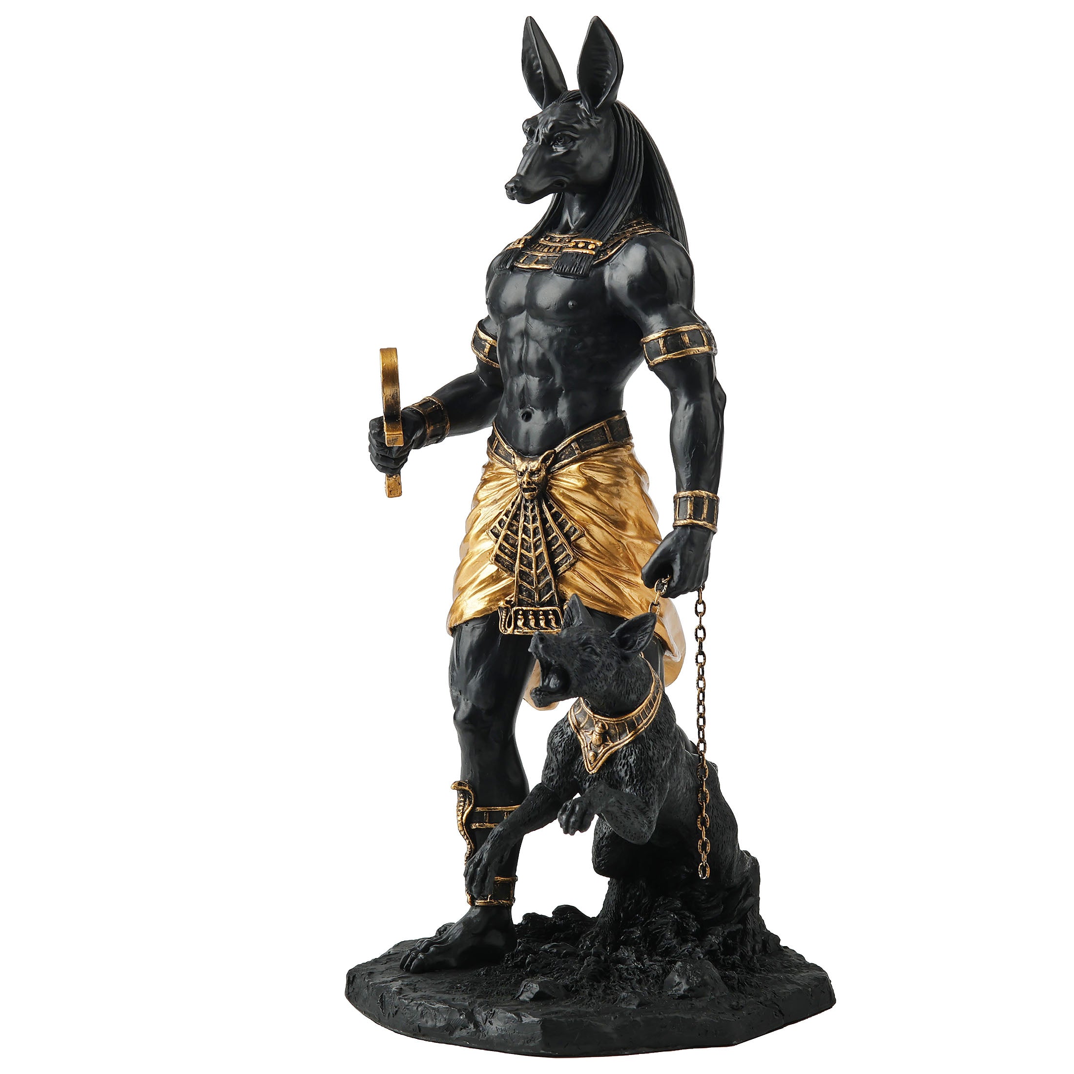 Anubis The Egyptian God Of The Dead Holding Ankh And A Hound