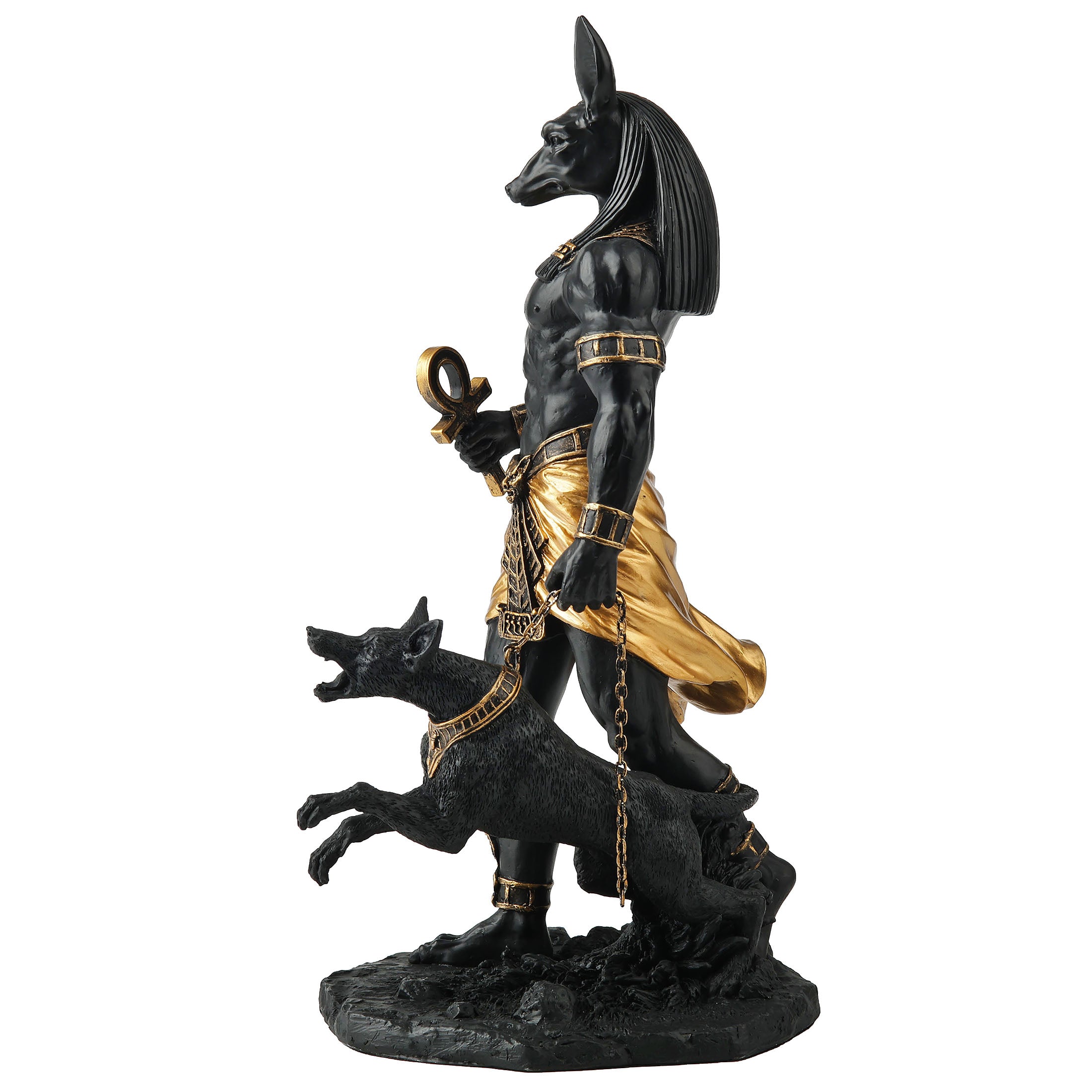 Anubis The Egyptian God Of The Dead Holding Ankh And A Hound