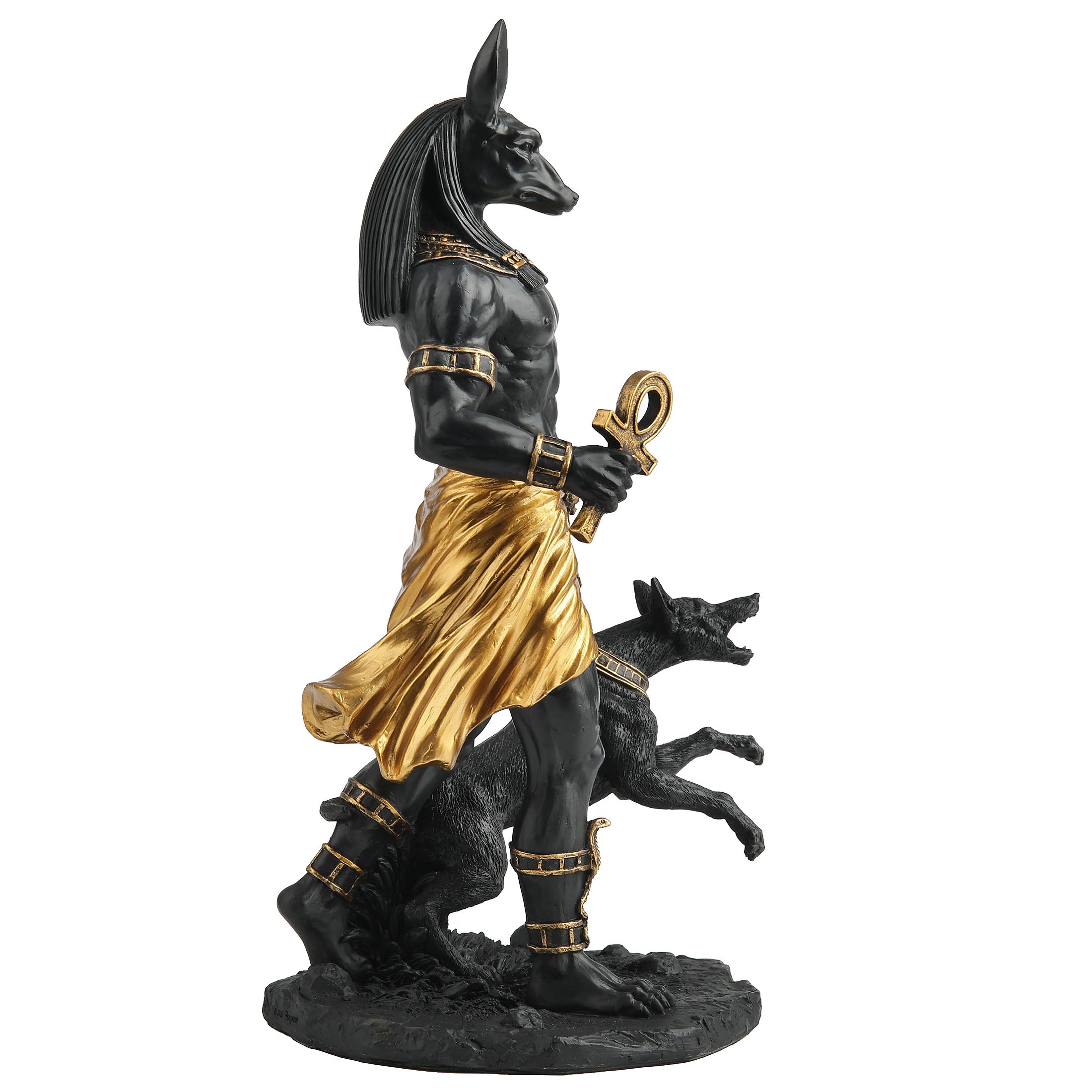Anubis The Egyptian God Of The Dead Holding Ankh And A Hound