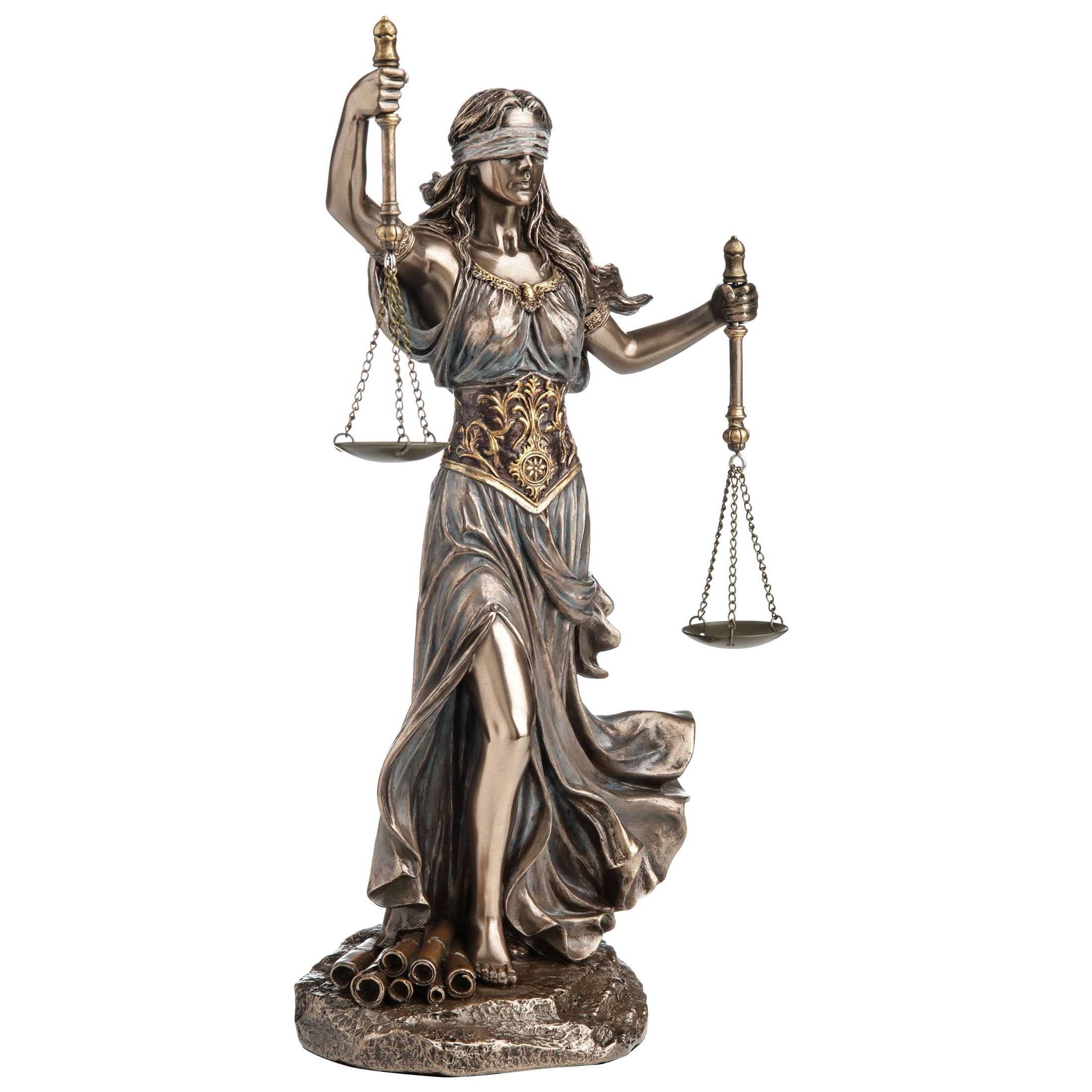 The Blindfolded Lady Justice With Twin Scales