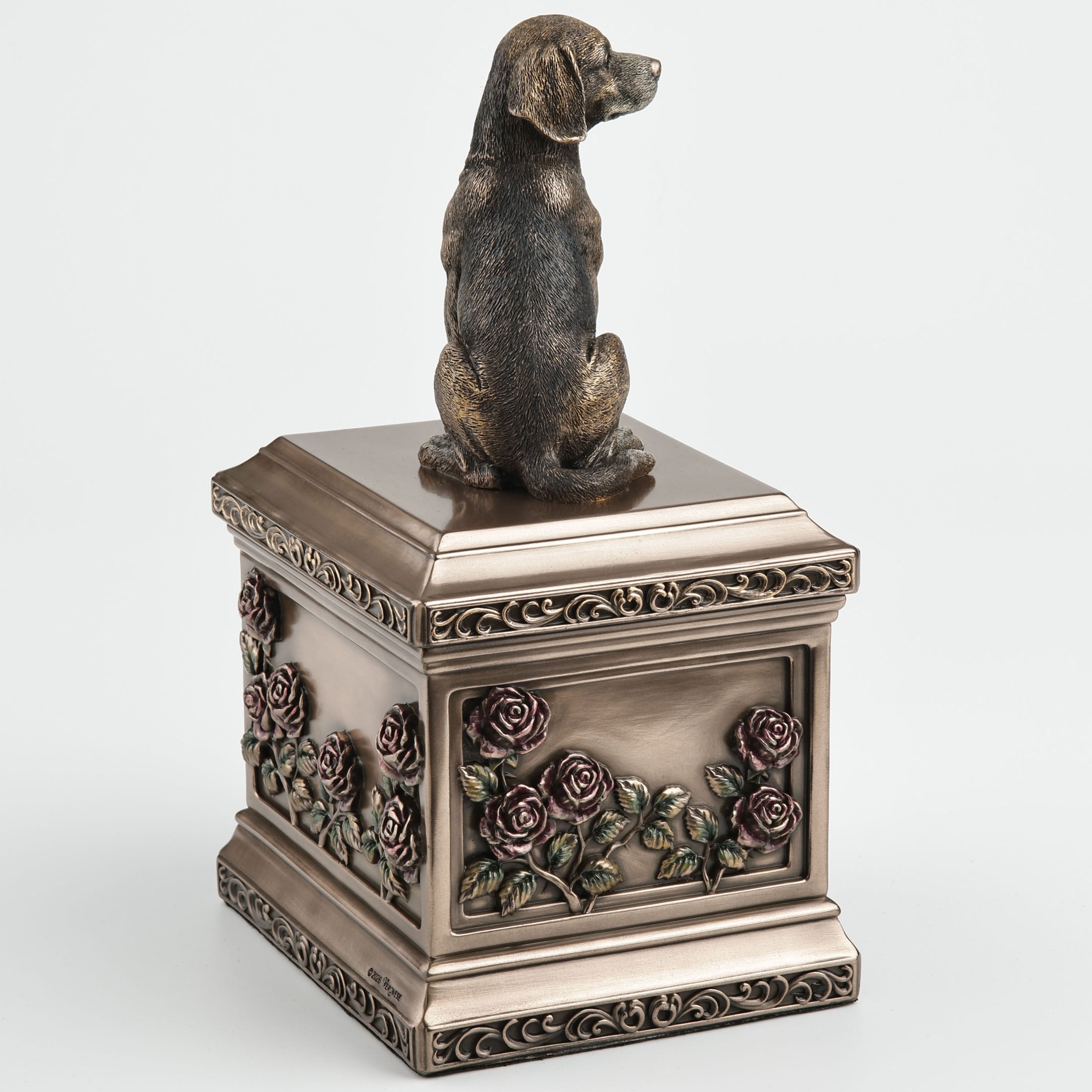 Beagle Dog Pet Memorial Urn Rectangular Rose Relief (1200 ml)