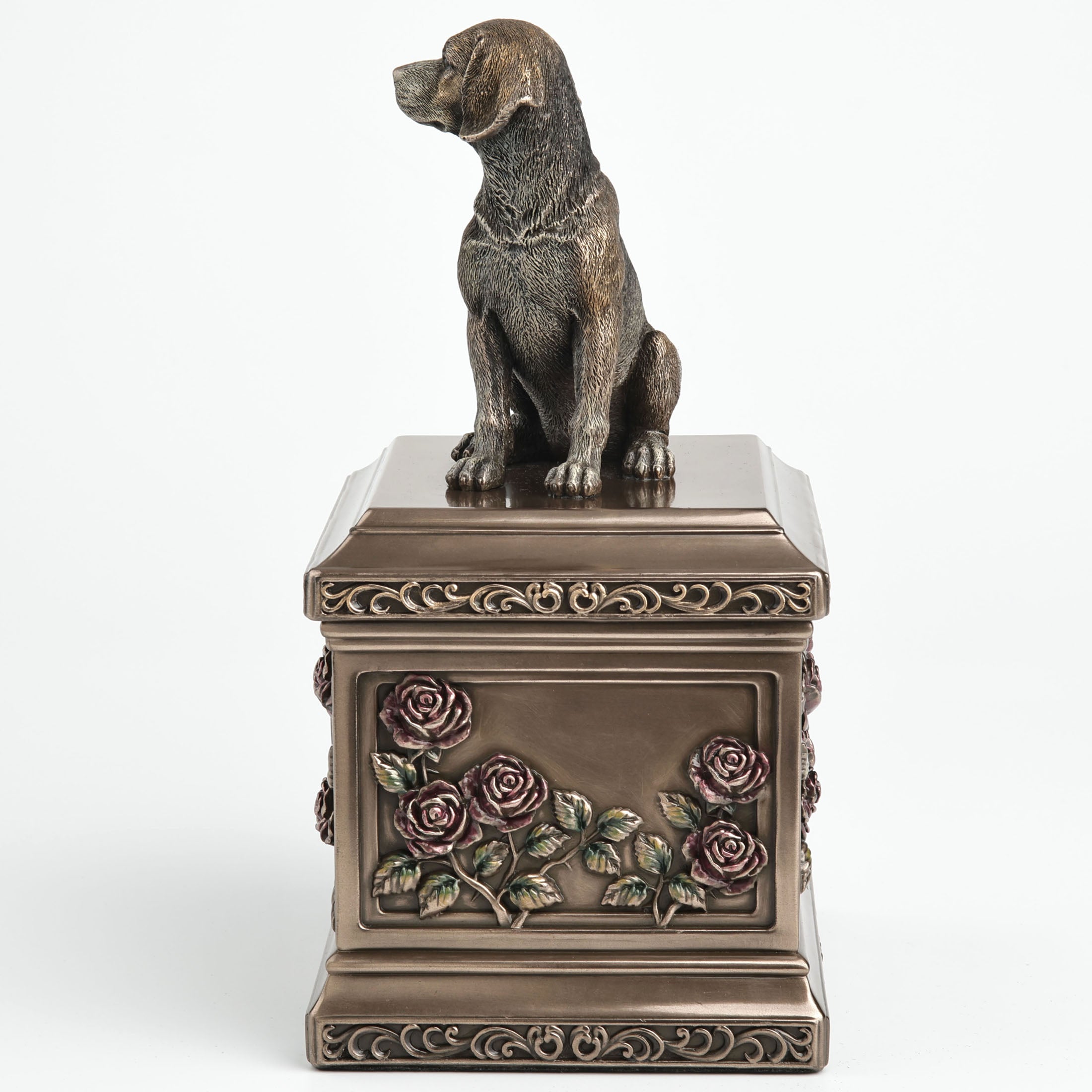Beagle Dog Pet Memorial Urn Rectangular Rose Relief (1200 ml)