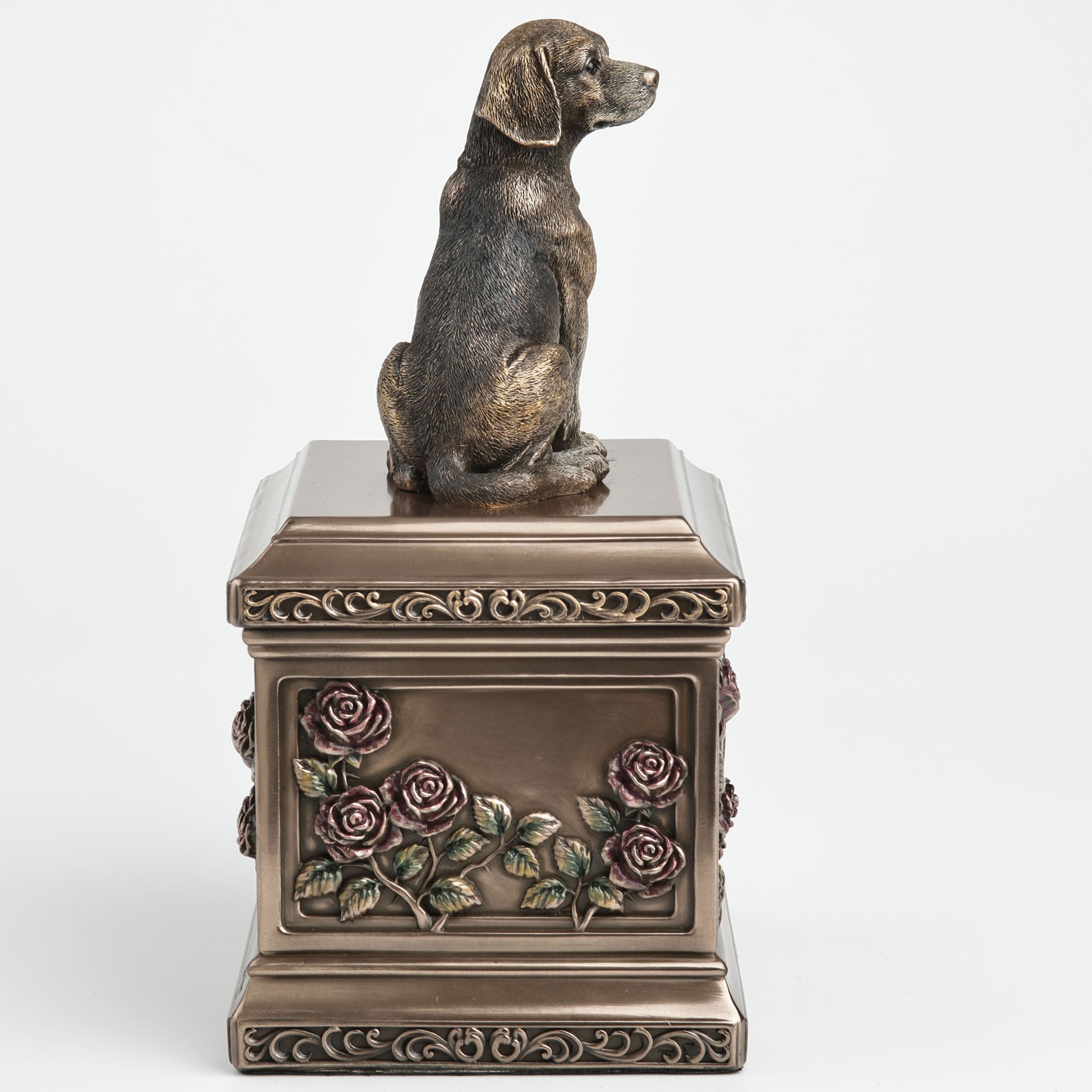 Beagle Dog Pet Memorial Urn Rectangular Rose Relief (1200 ml)