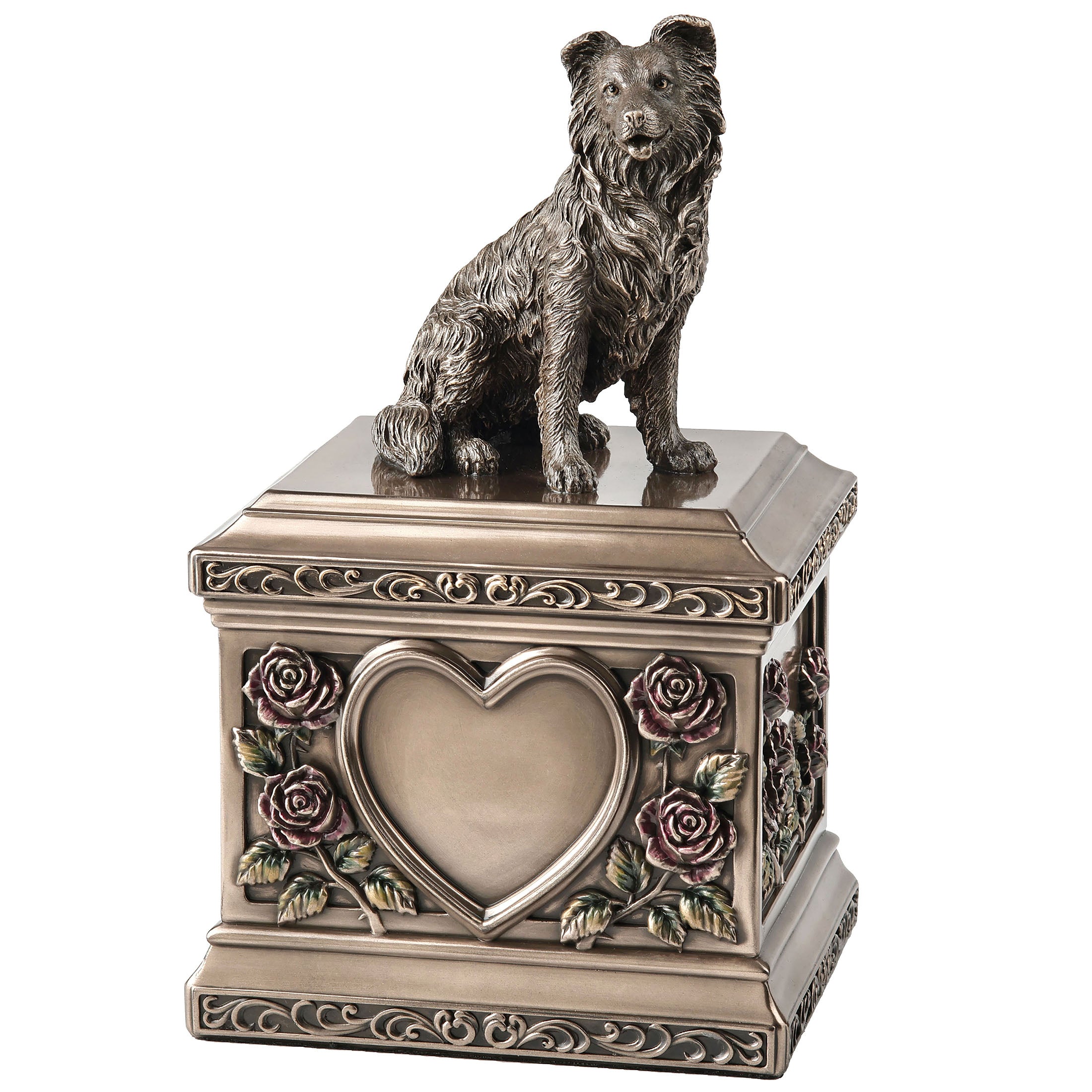 Border Collie Rose Heart Memorial Urn 1000 ml