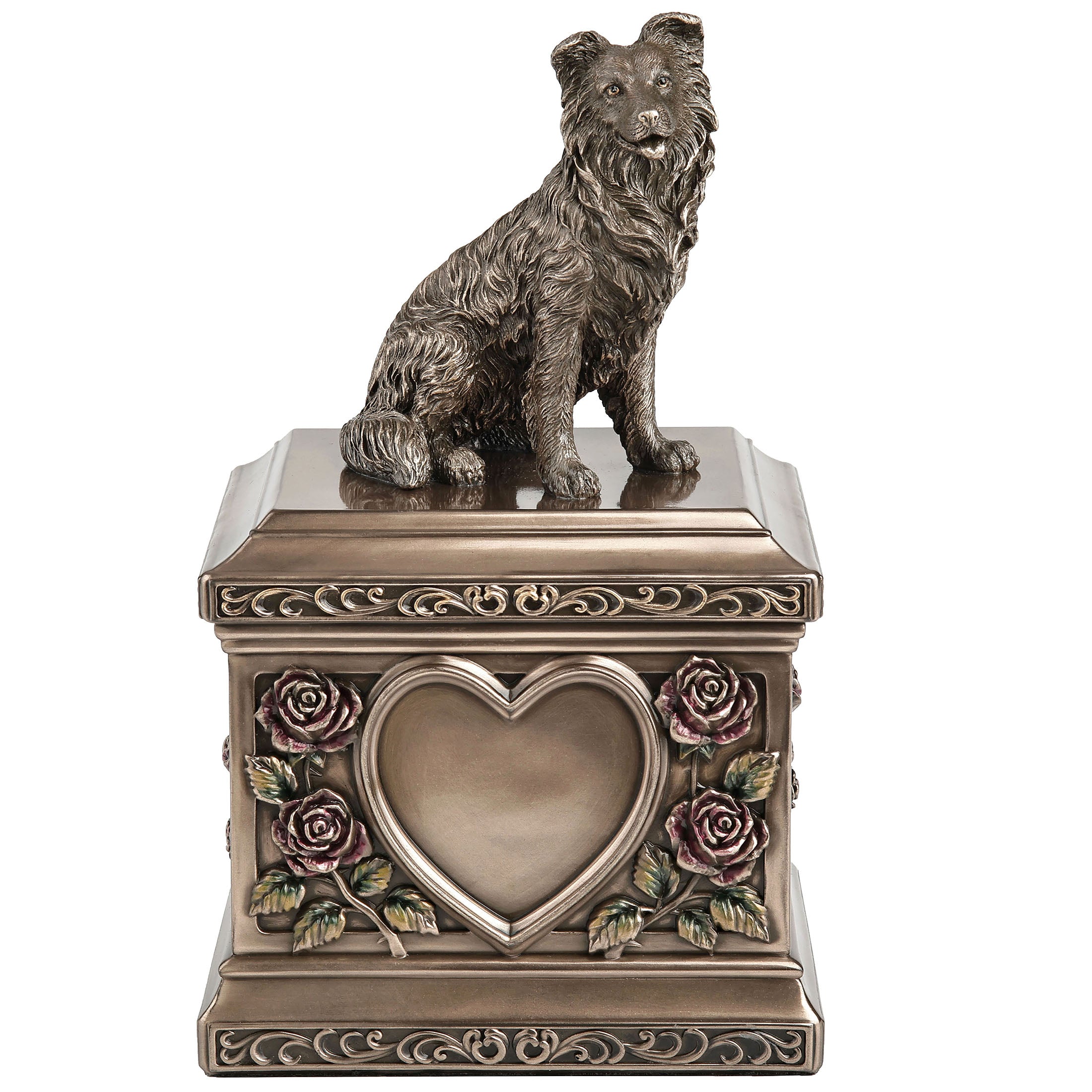 Border Collie Rose Heart Memorial Urn 1000 ml