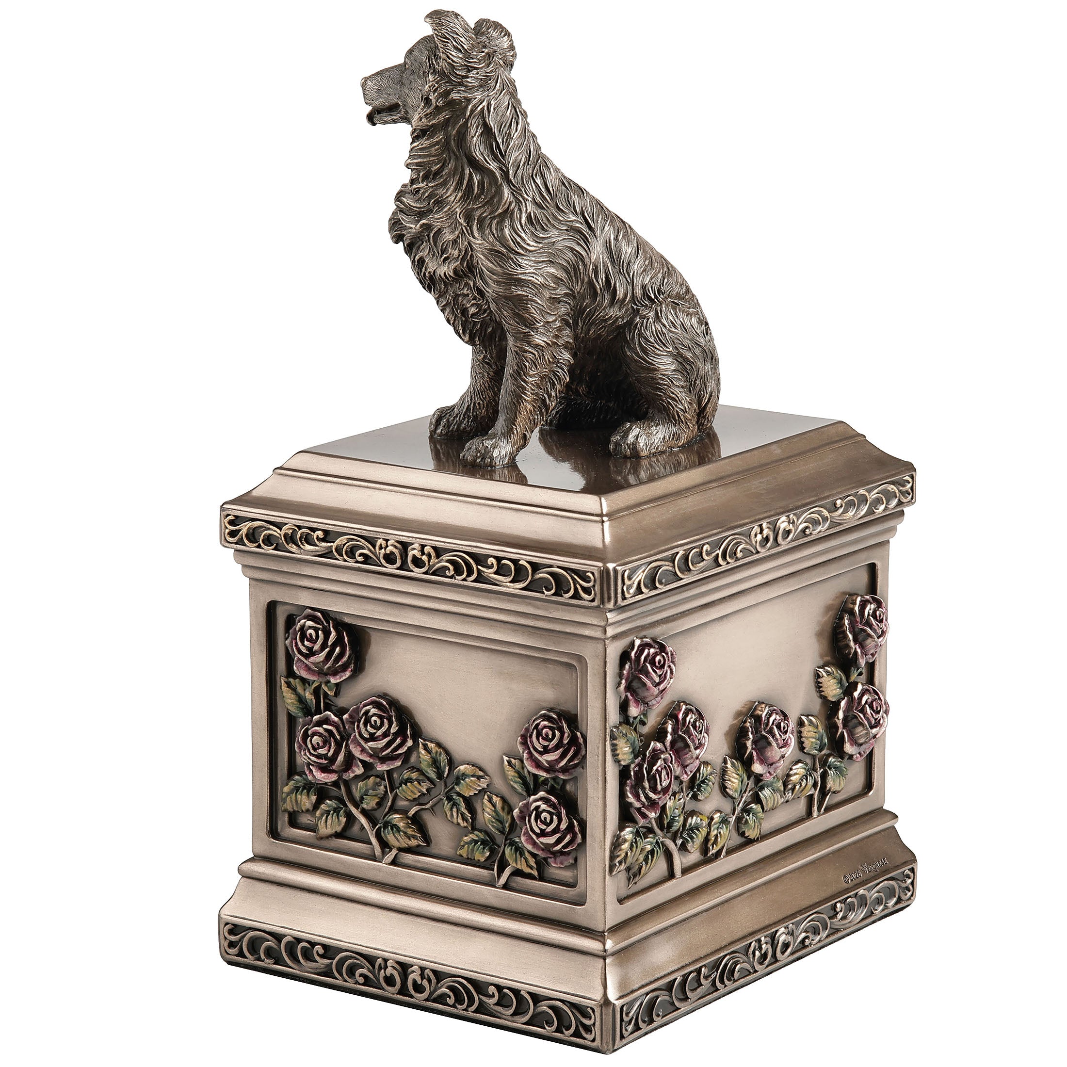Border Collie Rose Heart Memorial Urn 1000 ml