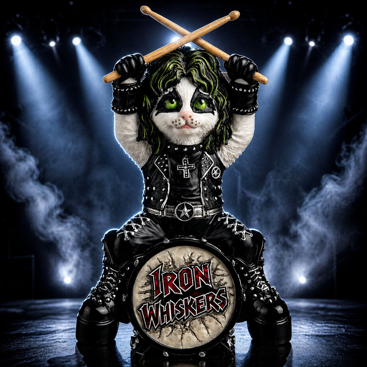 Iron Whiskers Drummer Cat Rock Salute