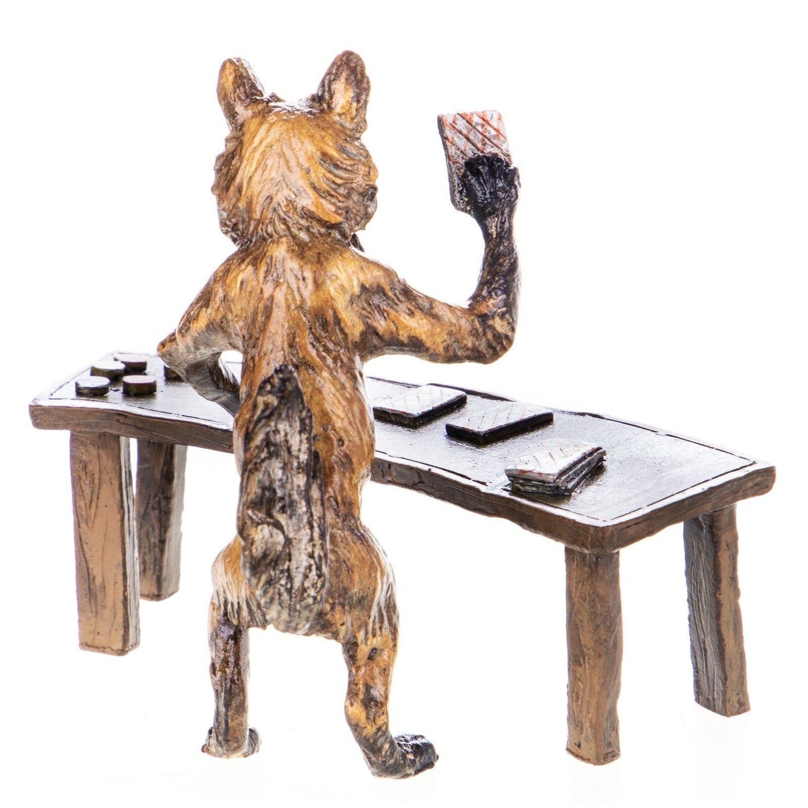Whimsical Poker-Playing Wolf Sculpture | Animal Sculptures