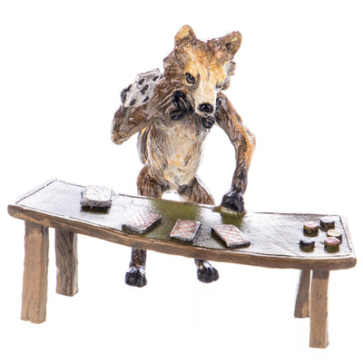 Whimsical Poker-Playing Wolf Sculpture | Animal Sculptures