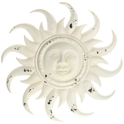 Metal Sun Wall Decoration – White