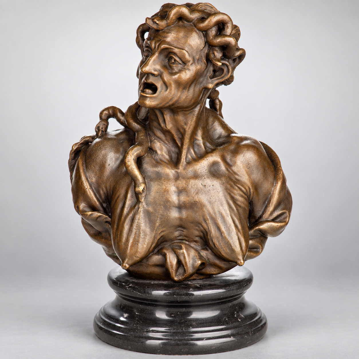 Envy Woman with Snakes Bronze Bust after J. de Corte