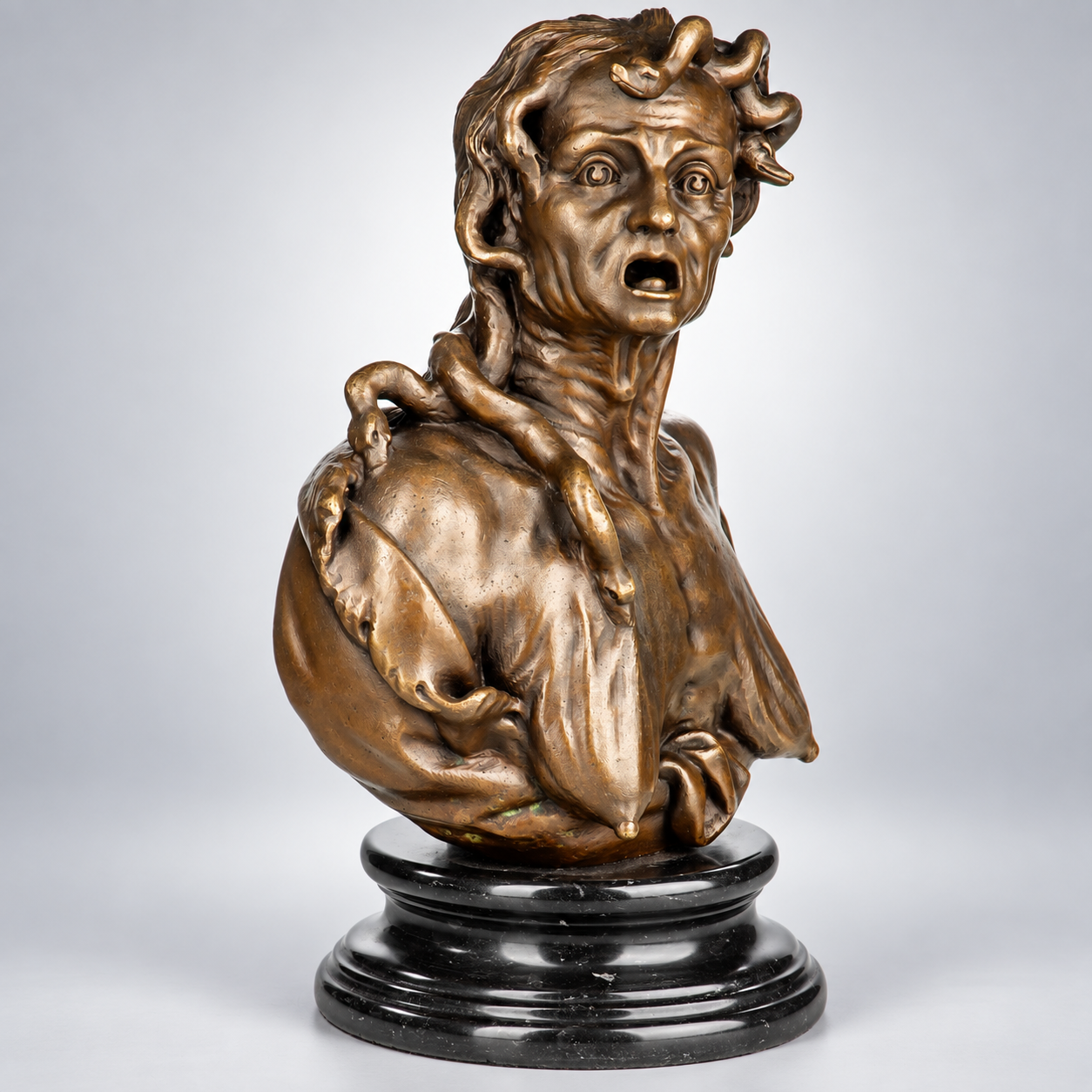 Envy Woman with Snakes Bronze Bust after J. de Corte