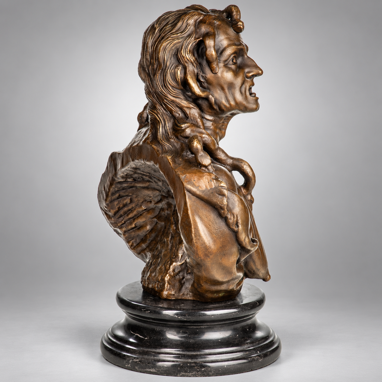 Envy Woman with Snakes Bronze Bust after J. de Corte