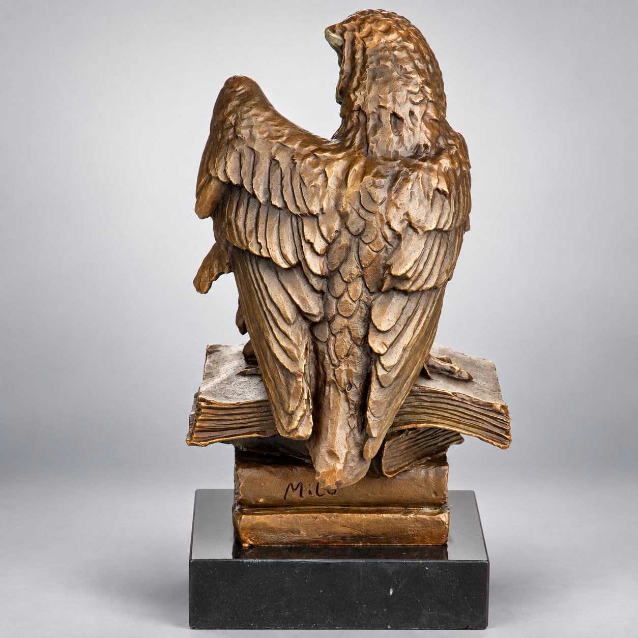 Owls on Books Bronze Sculpture – Library Decor