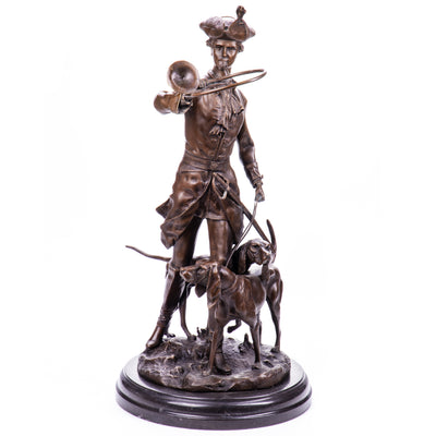 Hunter With Hounds Statue | Handcrafted Bronze Decor