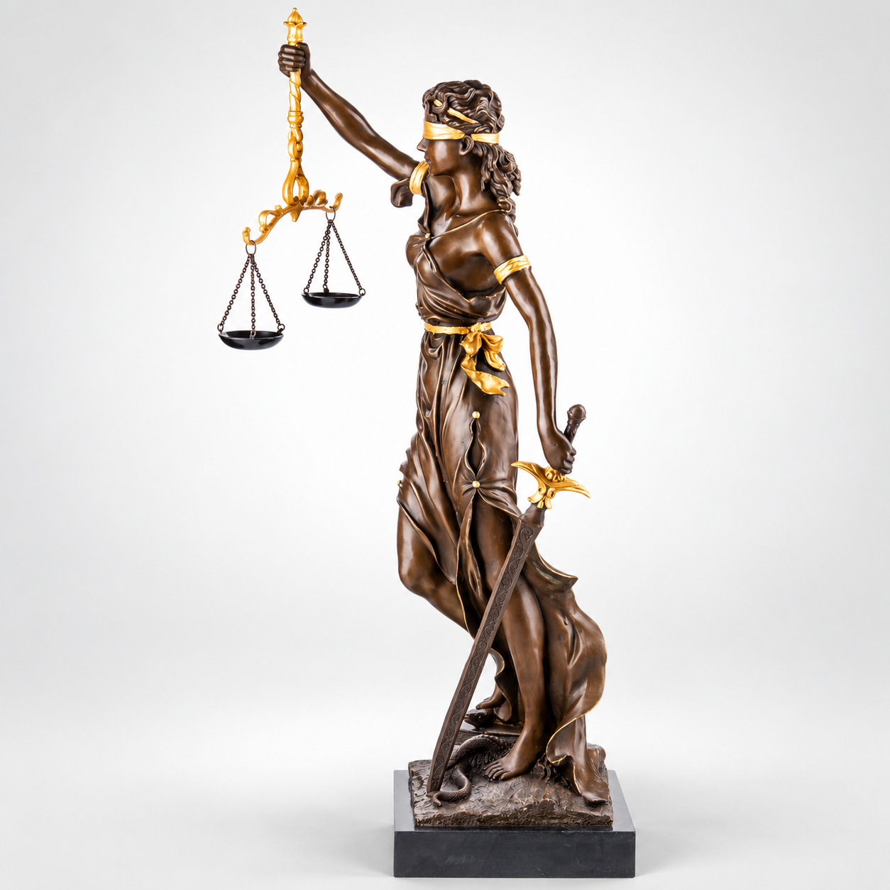 Lady Justice Bronze Sculpture with Gilt Details – Large