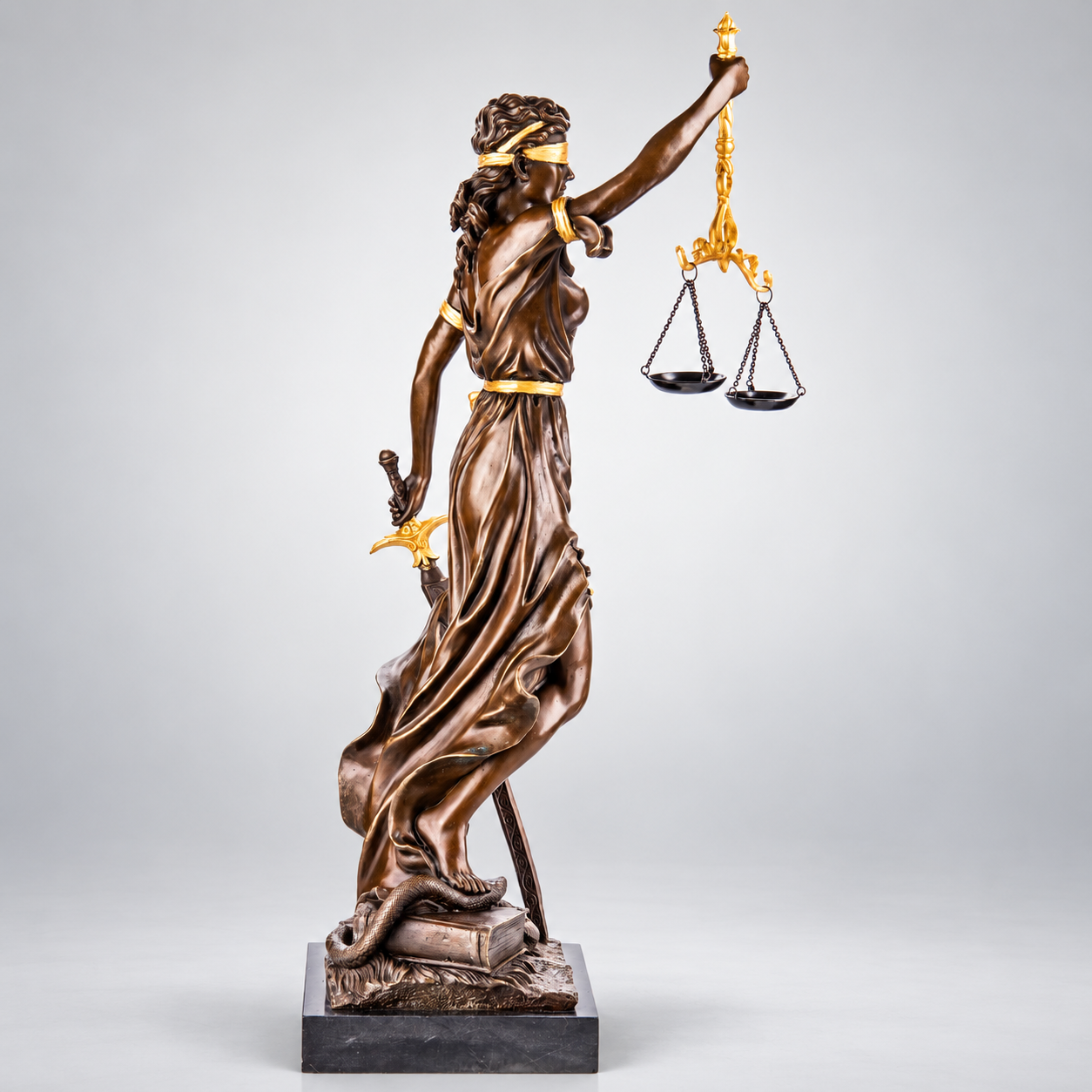 Lady Justice Bronze Sculpture with Gilt Details – Large
