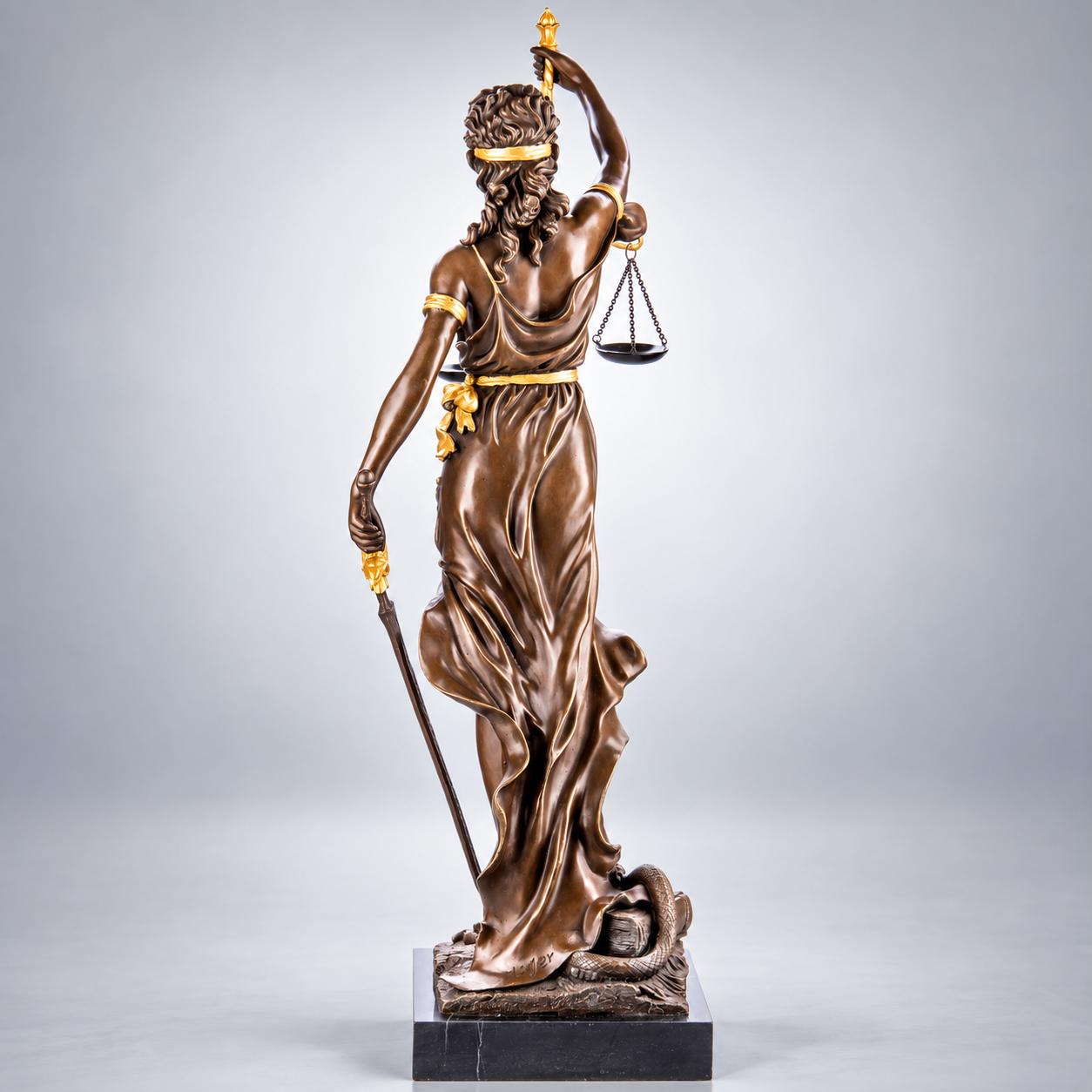 Lady Justice Bronze Sculpture with Gilt Details – Large