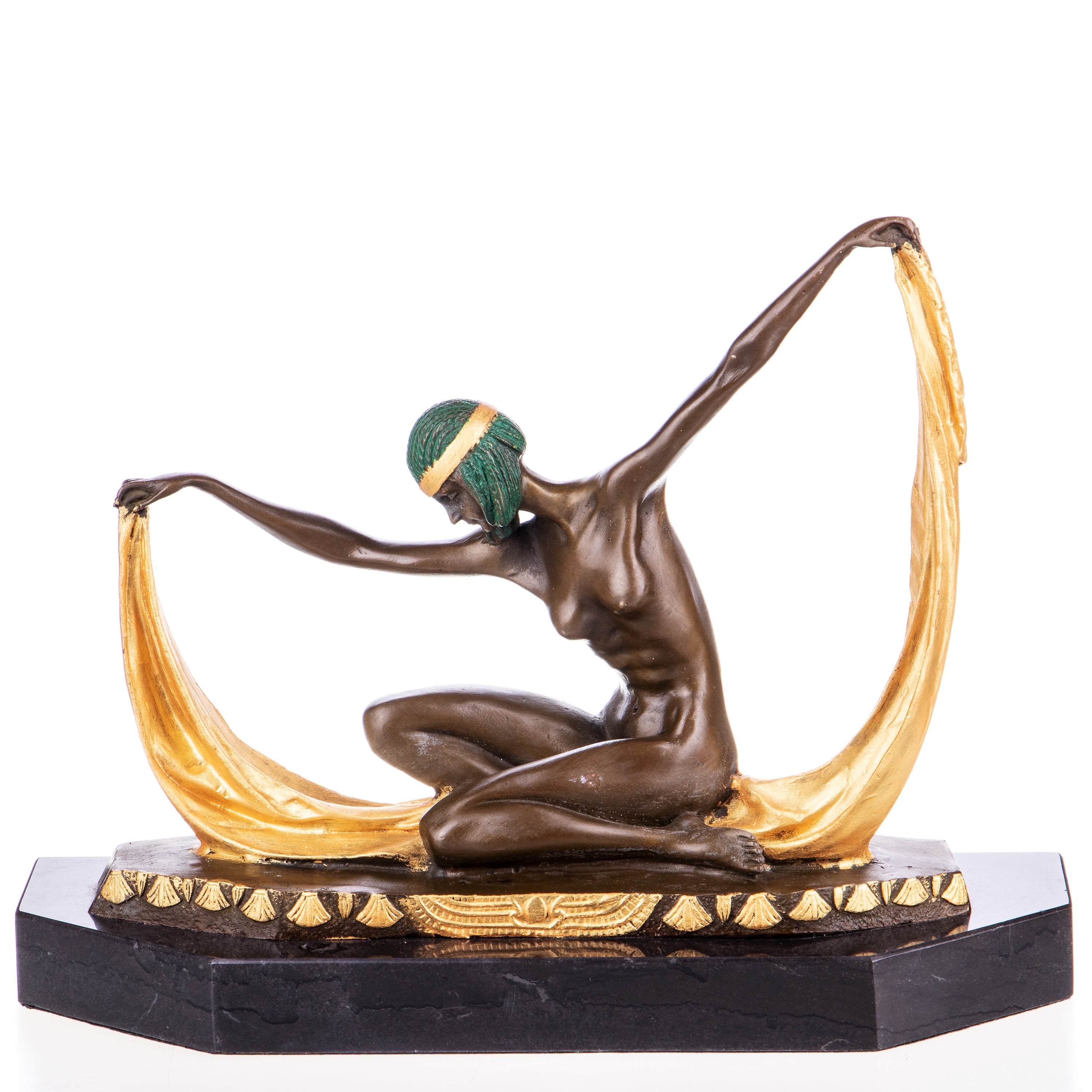 Dancer Art Deco Bronze Sculpture, Cold Painted