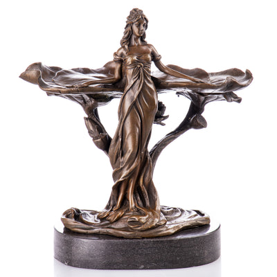 Art Nouveau Tree Woman Sculpture | Handcrafted Bronze Decor