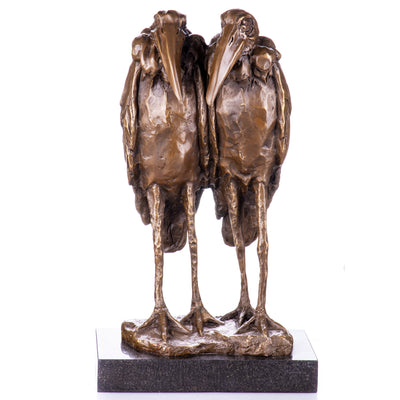 Double Pelican Sculpture | Handcrafted Bronze Decor
