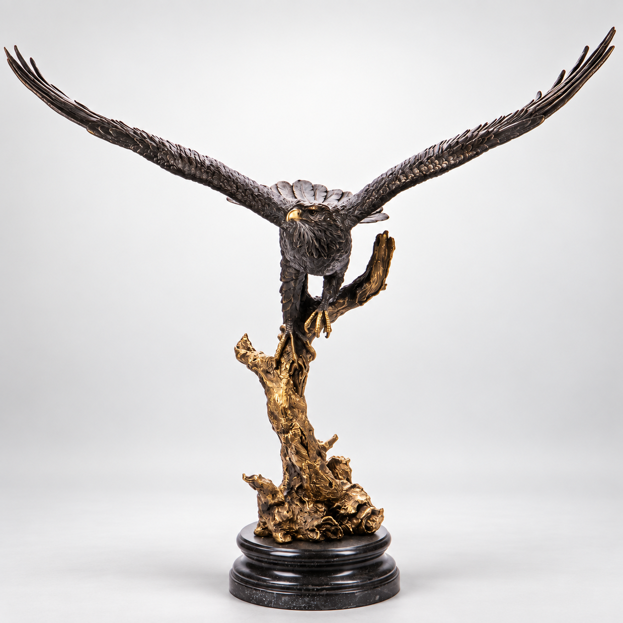 Eagle Bronze Sculpture – Monumental Spread Wings – view 1
