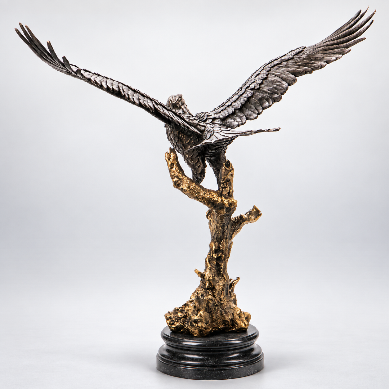 Eagle Bronze Sculpture – Monumental Spread Wings – view 2