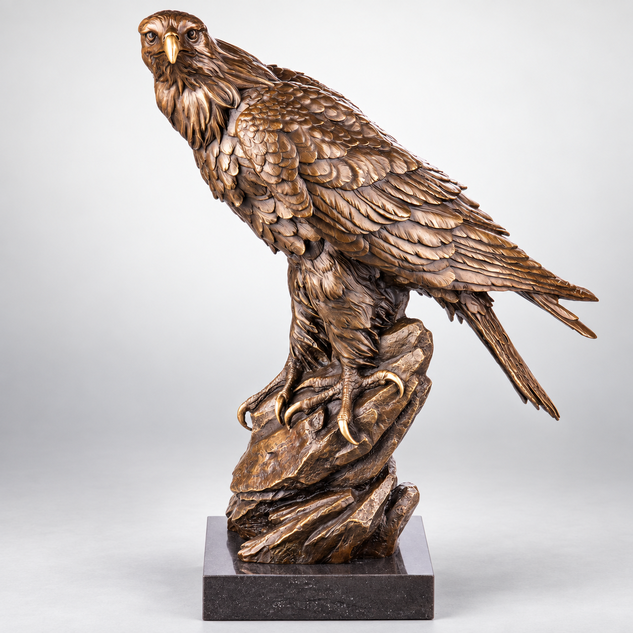 Eagle Bronze Sculpture – Large Spread Wings – view 1