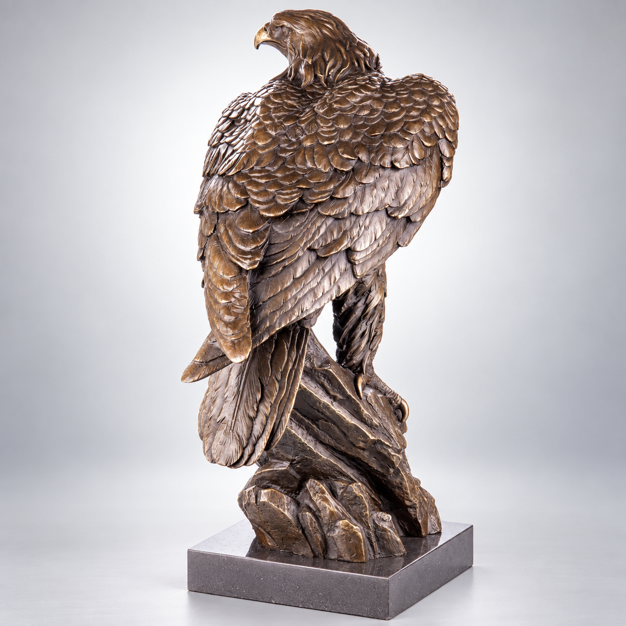 Eagle Bronze Sculpture – Large Spread Wings – view 2