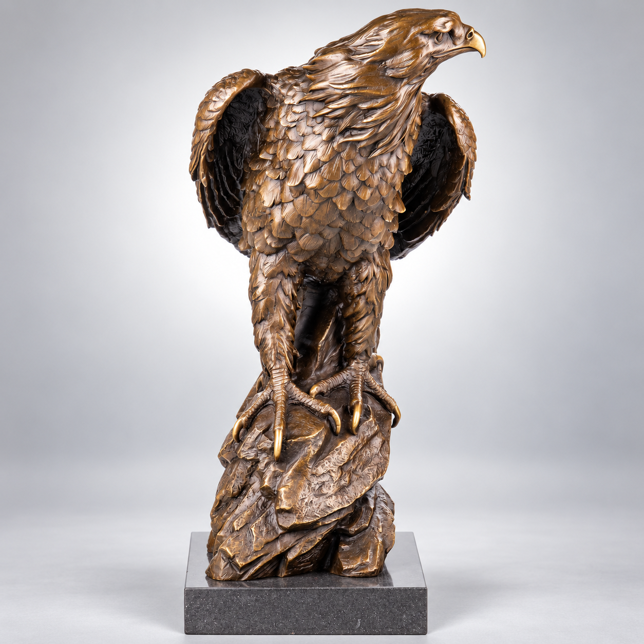 Eagle Bronze Sculpture – Large Spread Wings – view 3