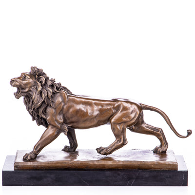 Walking Lion Sculpture | Handcrafted Bronze Decor