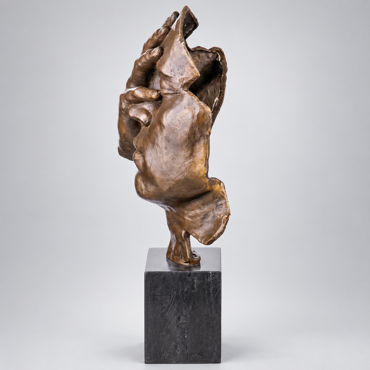 Face with Hand Modern Bronze Sculpture