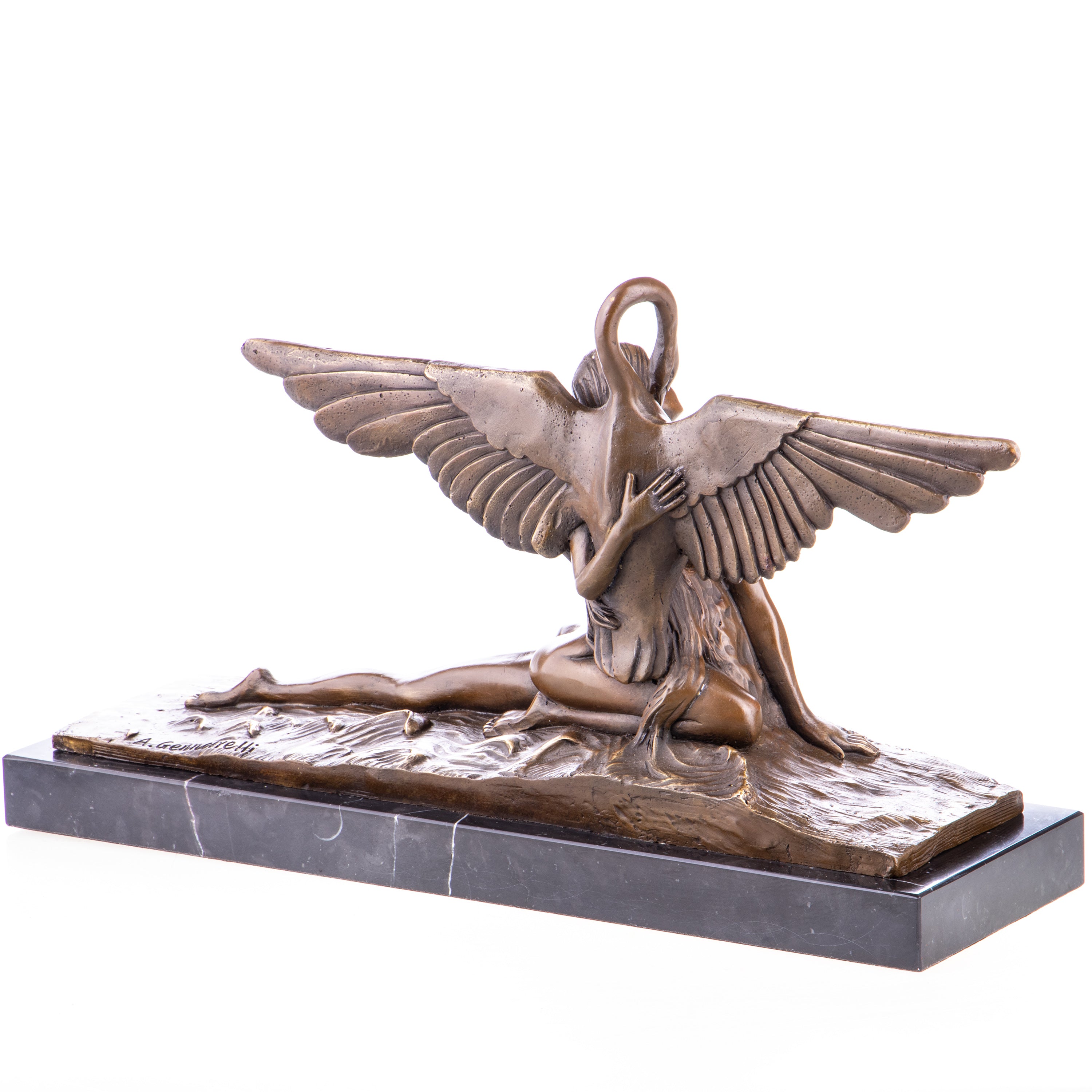 Leda and the Swan Art Deco Bronze Sculpture after Gennarelli