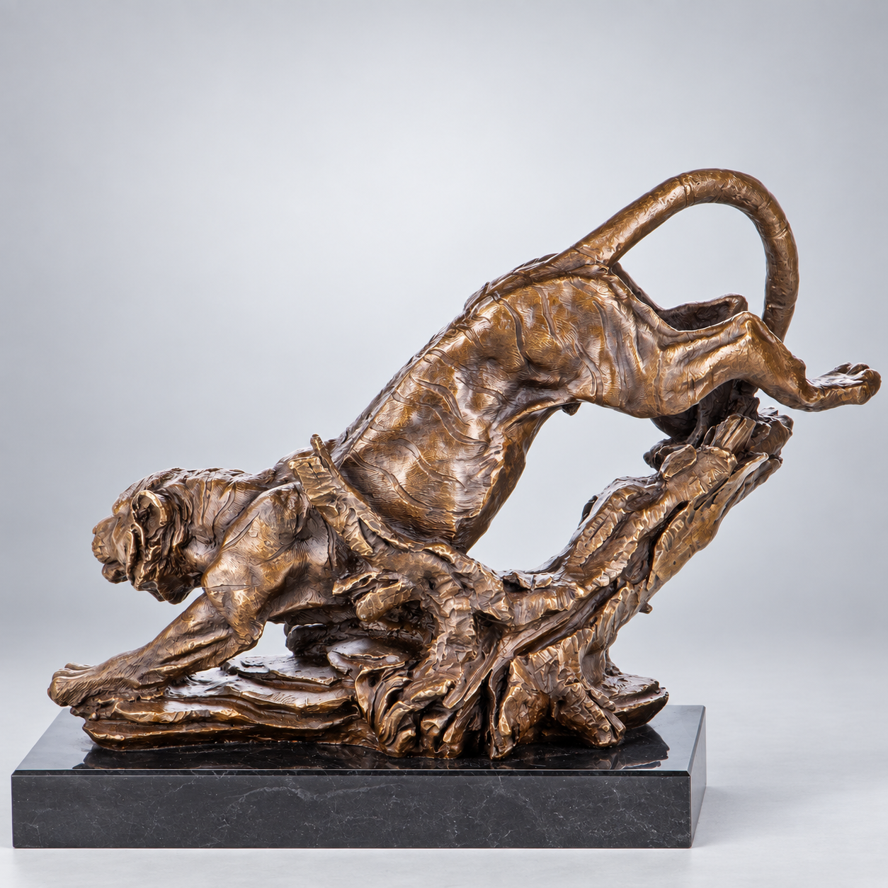 Tiger Bronze Sculpture – Prowling Tiger – view 3